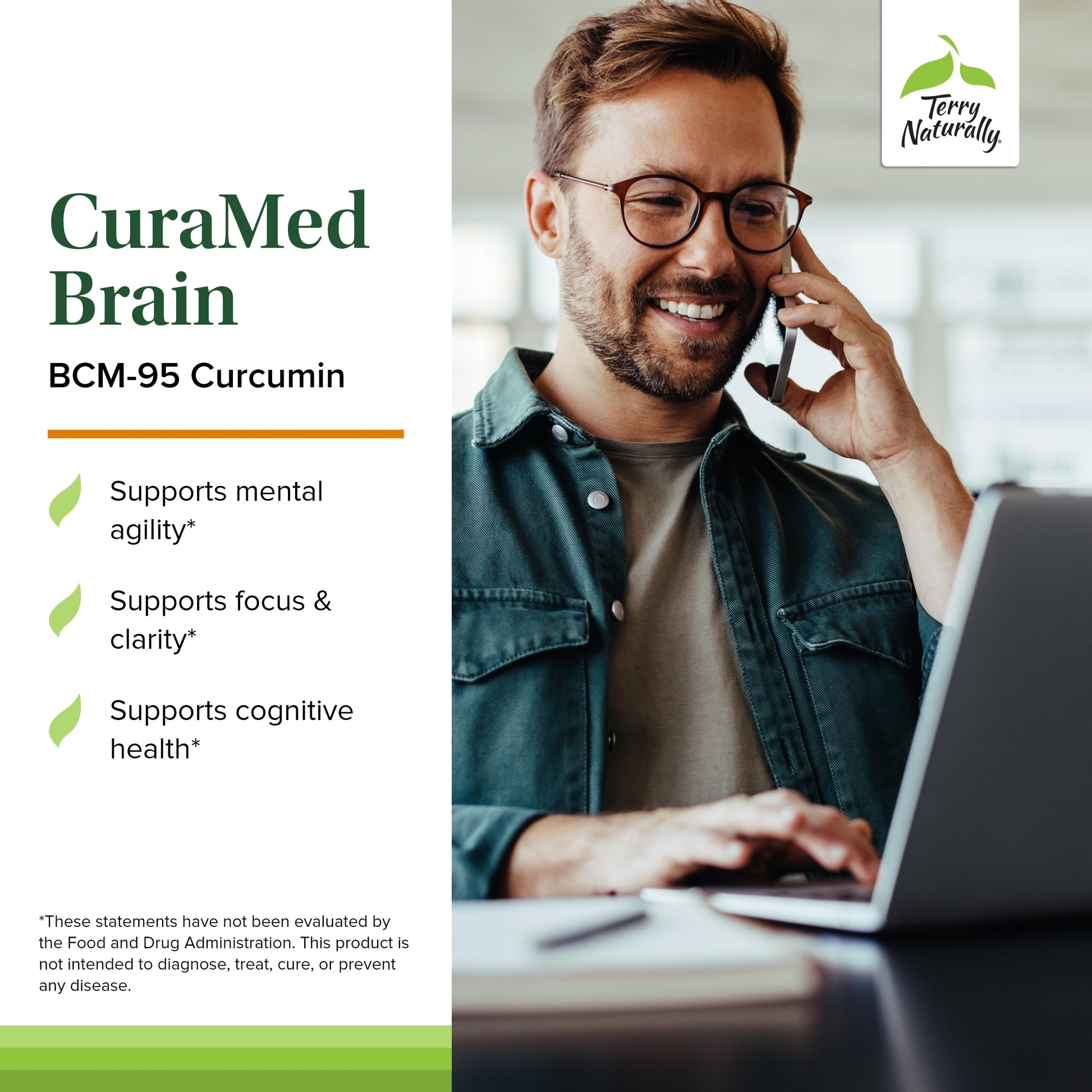 Terry Naturally CuraMed Brain - Dietary Supplement to Support Clarity & Focus - Brain Health Supplement with Curcumin & Turmeric Essential Oil to Aid Concentration - 60 Softgels (2 Pack) Terry Naturally buy supplements canada