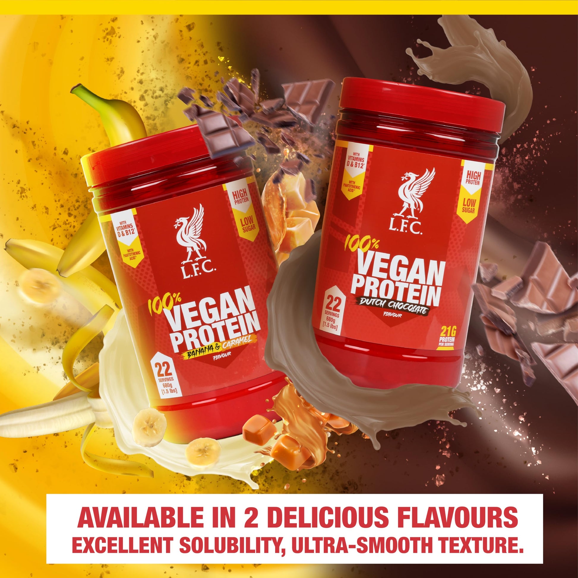 LFC Vegan Protein Powder Banana Caramel Flavour 680g 100% Vegan Protein Powder 21g High Protein, Vector Consumer buy supplements canada