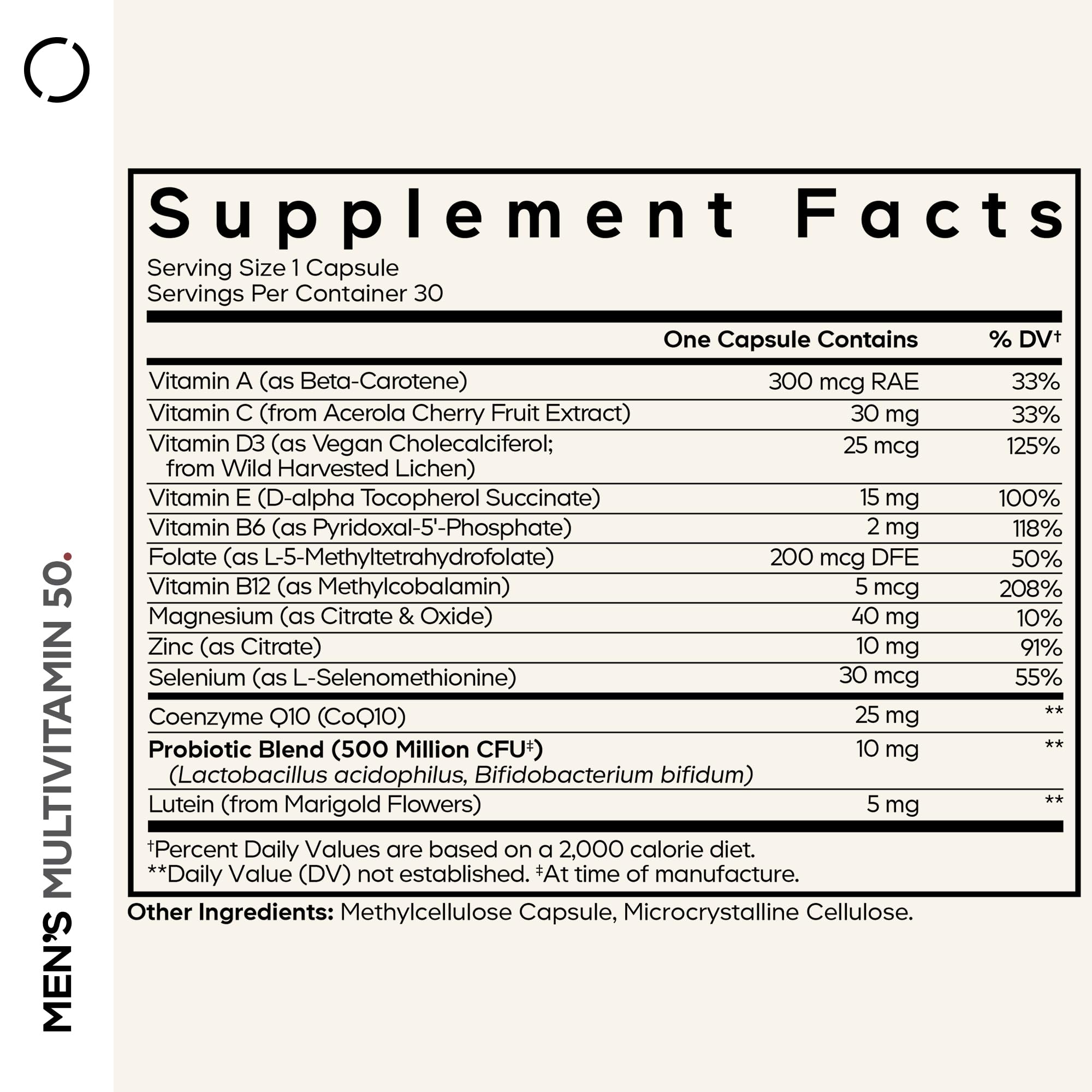 Codeage Men's Multivitamin 50 - Essential Vitamins & Minerals for Men Over 50 - Daily Multivitamins for Men Supplement - Vitamin A, C, D3, E, B6, B1, CoQ10, Probiotics, Lutein - Non-GMO - 30 Capsules Codeage buy supplements canada