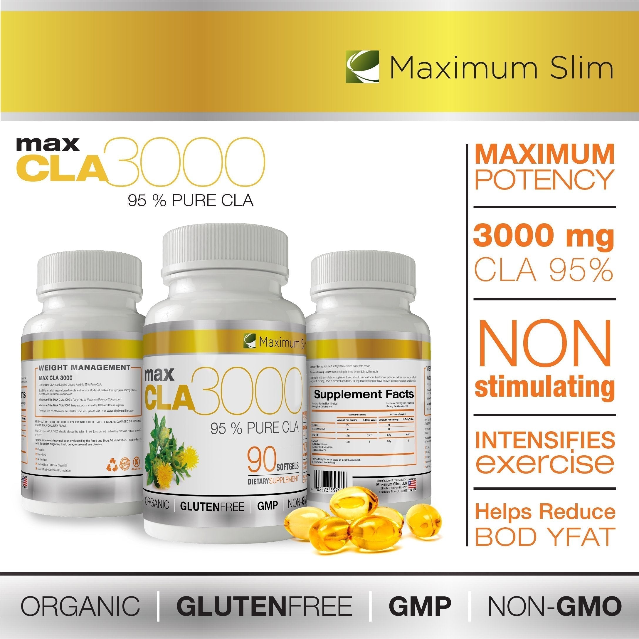 MAX CLA 3000, High Potency, Natural Weight Loss Exercise Enhancement, Increase Lean Maximum Slim buy supplements canada