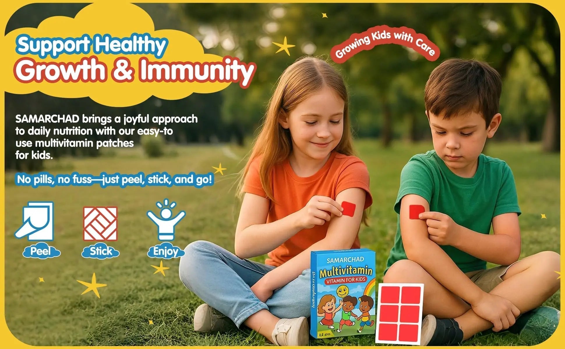 SAMARCHAD Kids Multivitamin Patches Daily Vitamin Patch for Children Natural, Sugar-Free No Swallowing Immune & Growth Support SAMARCHAD buy supplements canada