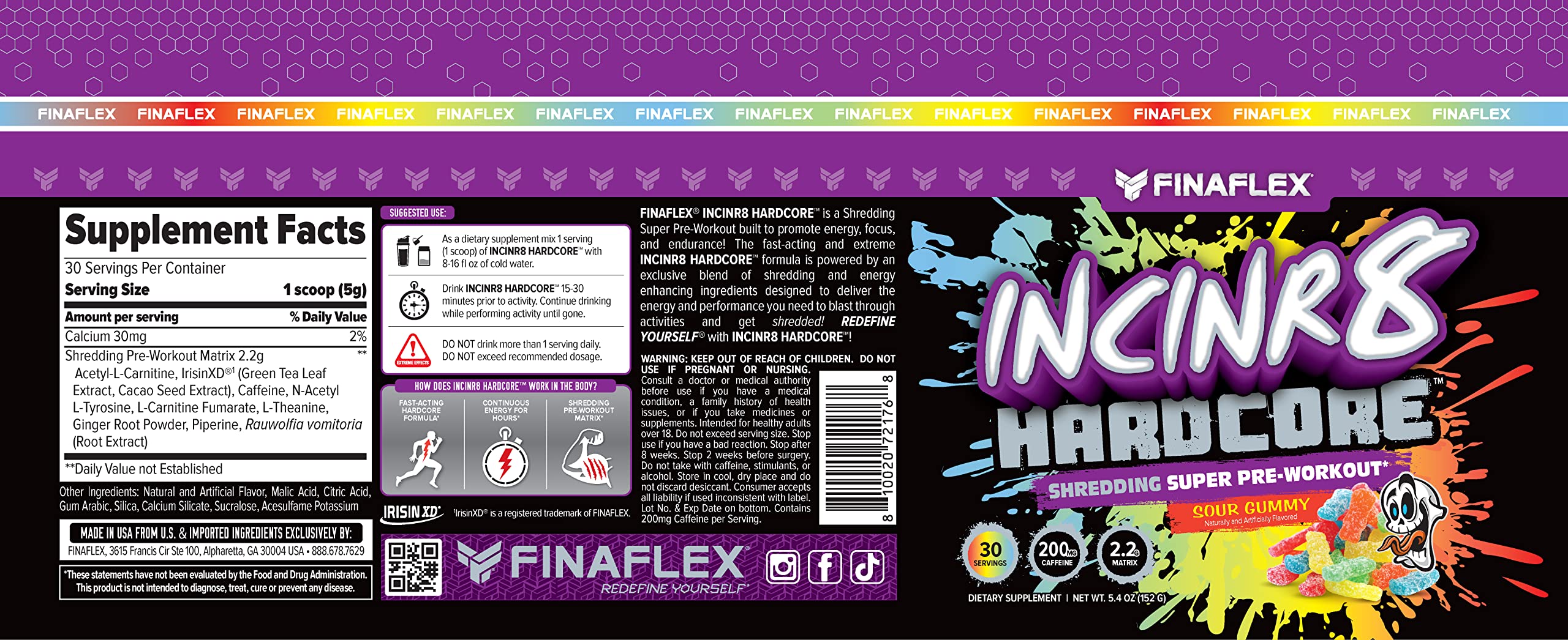 FINAFLEX INCINR8 Hardcore, Sour Gummy - 5.4 oz (30 Servings) - Energy, Focus & Endurance FINAFLEX buy supplements canada