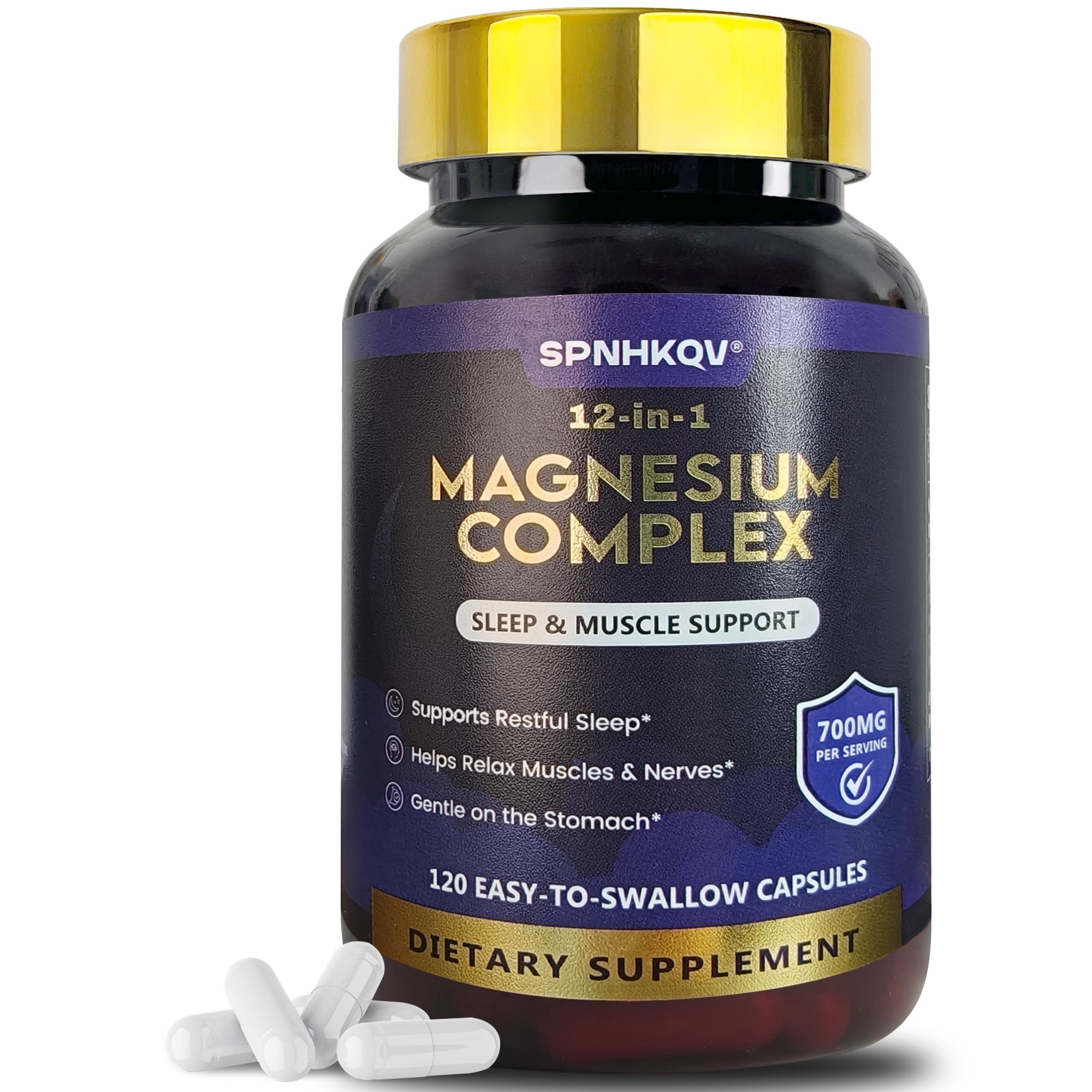 SPNHKQV Magnesium 12-in-1 Complex Supplement – 700mg High Absorption Magnesium Glycinate Capsules for Women & Men – Muscle, Nerve & Sleep Support – 120 Vegan Capsules SPNHKOV buy supplements canada