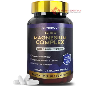 SPNHKQV Magnesium 12-in-1 Complex Supplement – 700mg High Absorption Magnesium Glycinate Capsules for Women & Men – Muscle, Nerve & Sleep Support – 120 Vegan Capsules SPNHKOV buy supplements canada