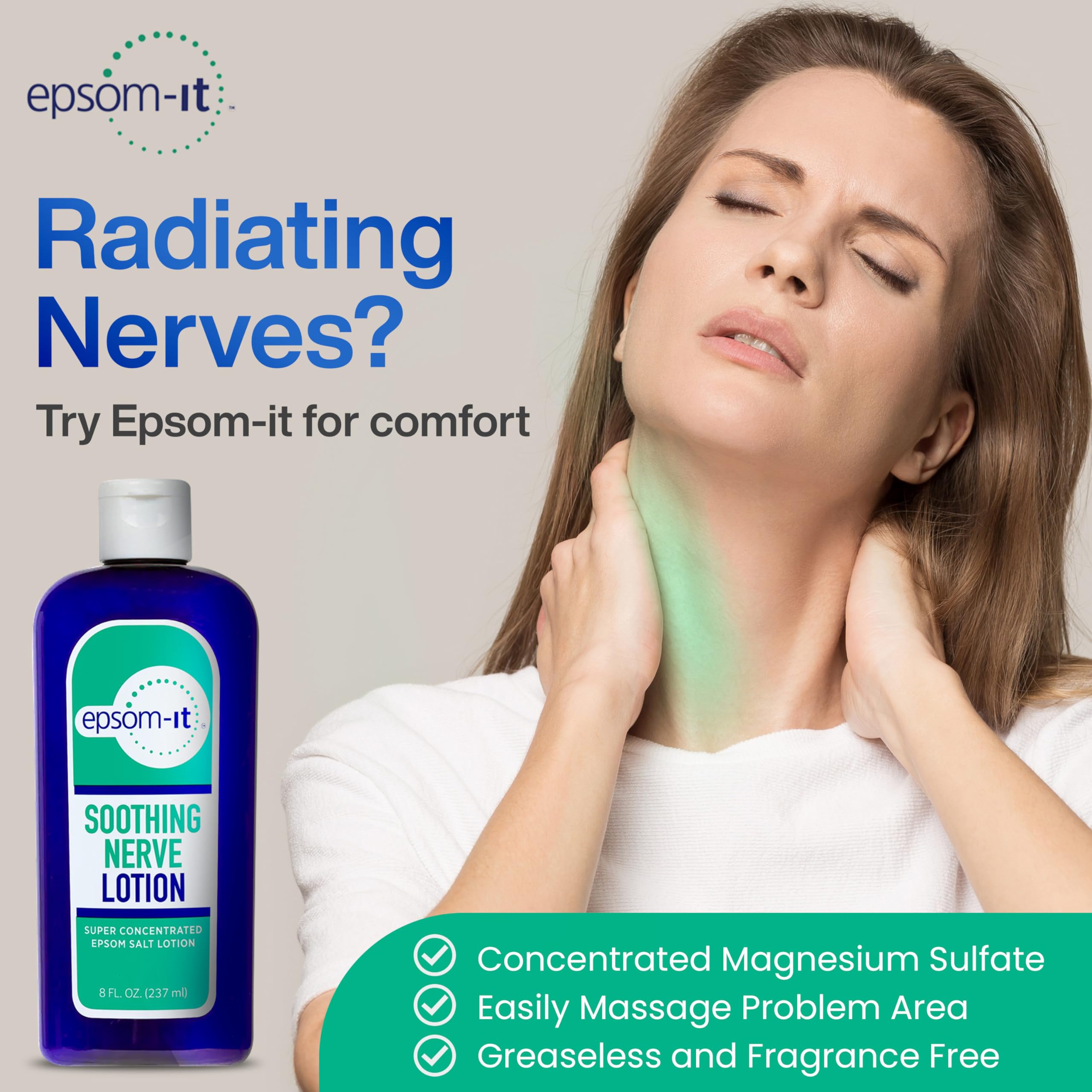 Epsom-It Soothing Nerve Lotion - Epsom Salt Magnesium Lotion, Topical Magnesium Cream with Capsaicin & Arnica to Provide Comfort for Legs, Knee and Feet, 8.0 oz., 2-Pack EPSOM-IT buy supplements canada