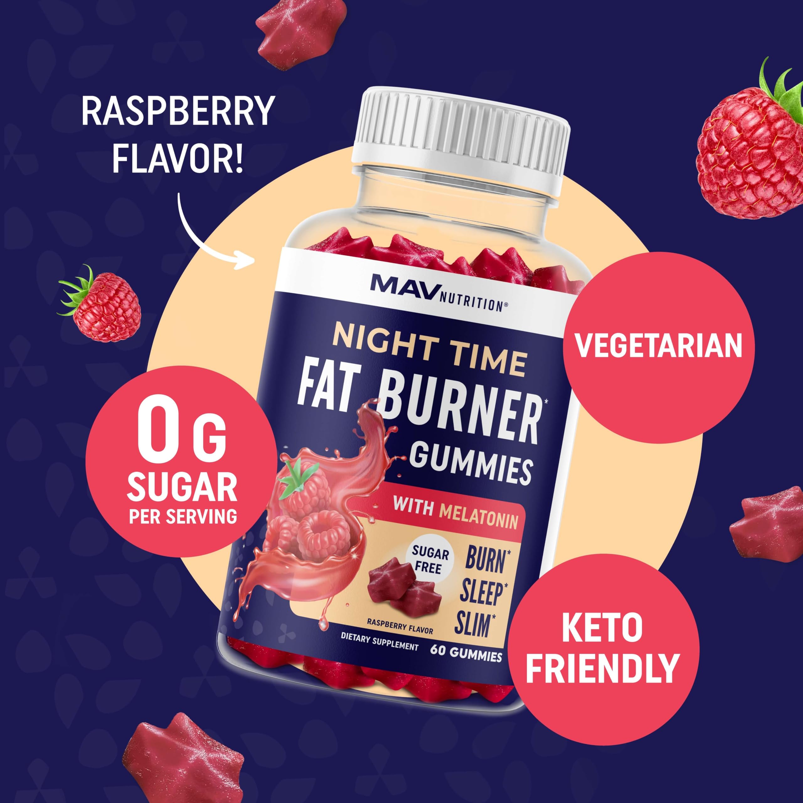 Sugar-Free Night Time Fat Burner Gummies for Sleep & Weight Loss Support | Hunger MAV NUTRITION buy supplements canada