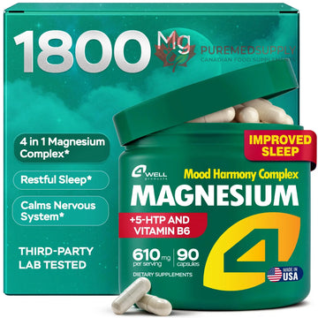 Magnesium Complex for Women – Magnesium for Sleep, Advanced 610mg with Glycinate, Citrate & Vitamin B6 for 3X Absorption + 5-HTP – Supports Sleep, Relaxation, Nerve, Muscle, Bone & Energy Health 4Well Products buy supplements canada