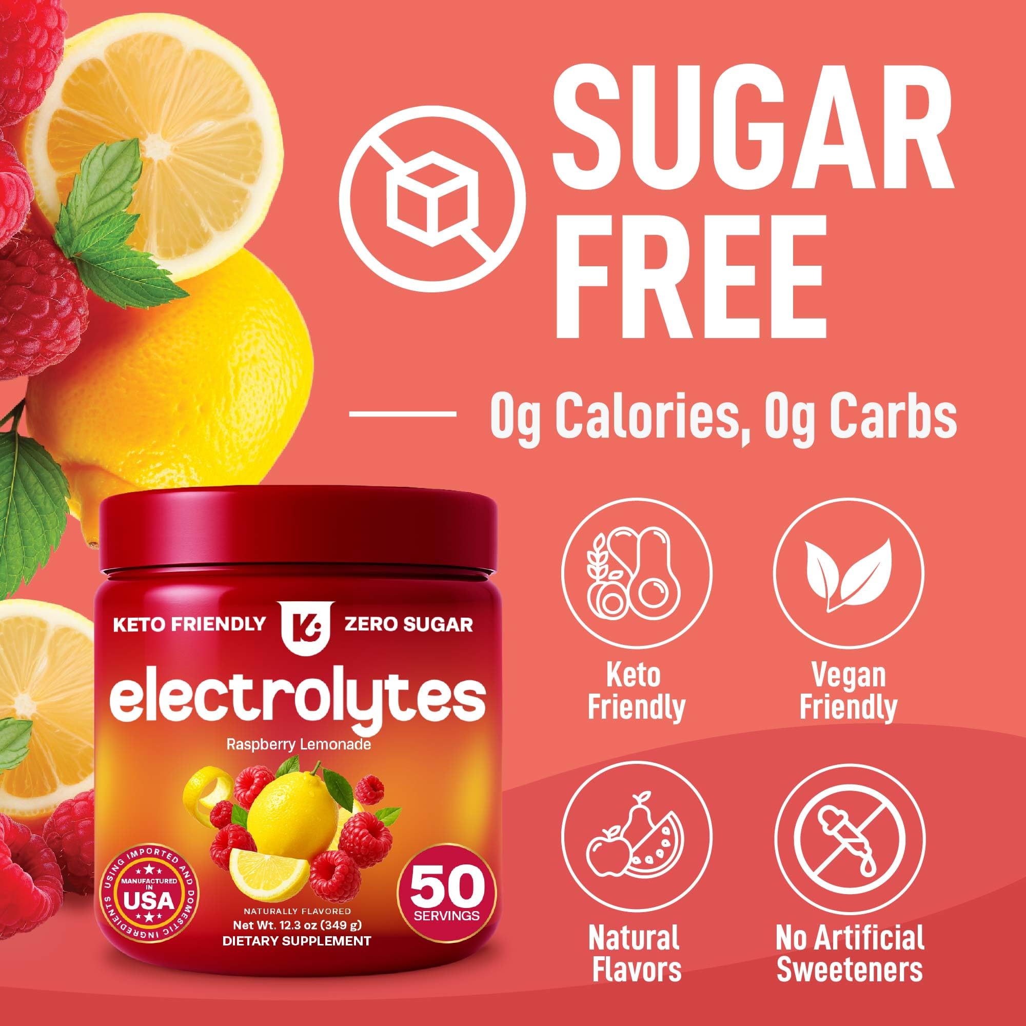Keppi Electrolytes Powder – Raspberry Lemonade Flavor 50 Servings – No Sugar Hydration Supplement with Magnesium, Potassium, Sodium – Keto, Vegan Keppi buy supplements canada
