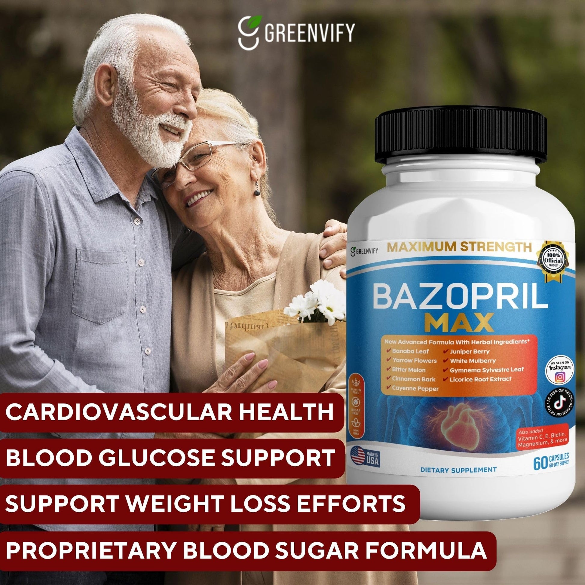 GREENVIFY Bazopril Max Maximum Strength Dietary Supplement, 60 Capsules, with Herbal Blend, Vitamins & Minerals (1) GREENVIFY buy supplements canada