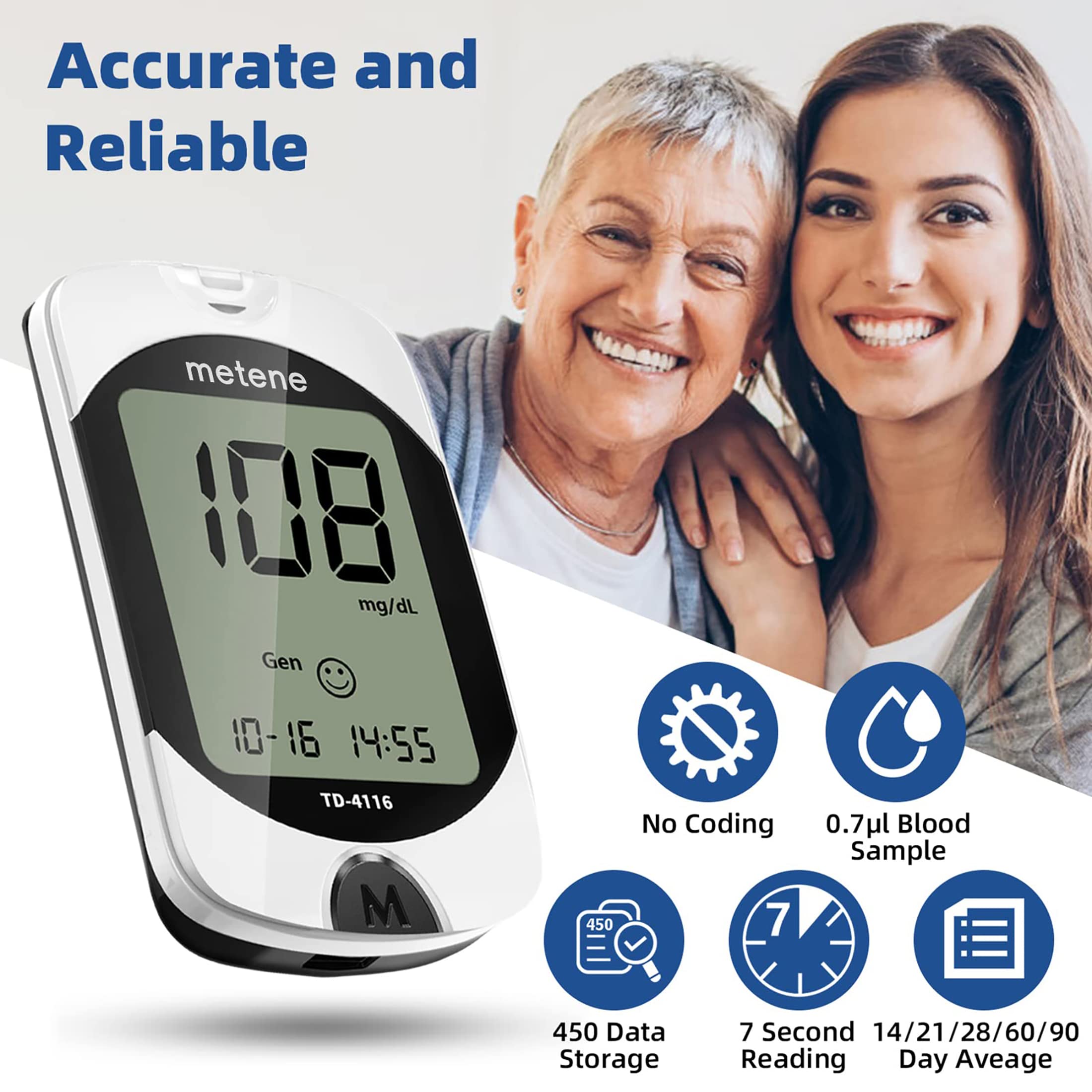 Metene TD-4116 Blood Glucose Monitor Kit, 100 Glucometer Strips Metene buy supplements canada