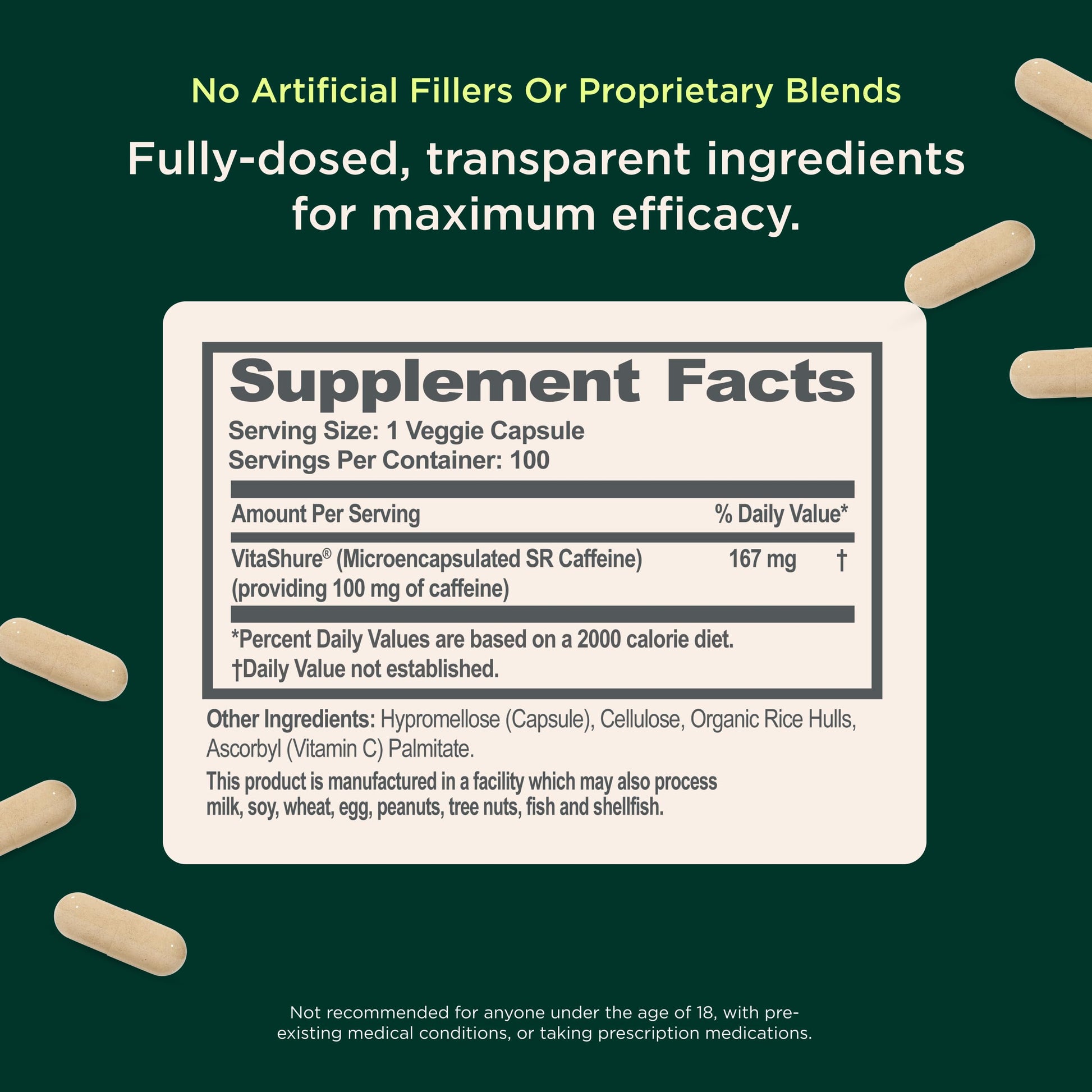 Genius Caffeine - Sustained-Release Microencapsulated Caffeine Pills for Smooth, Long-Lasting Energy & Focus - No Jitters or Crash - 100mg per Capsule - 100 Servings - Natural Performance Booster The Genius Brand buy supplements canada