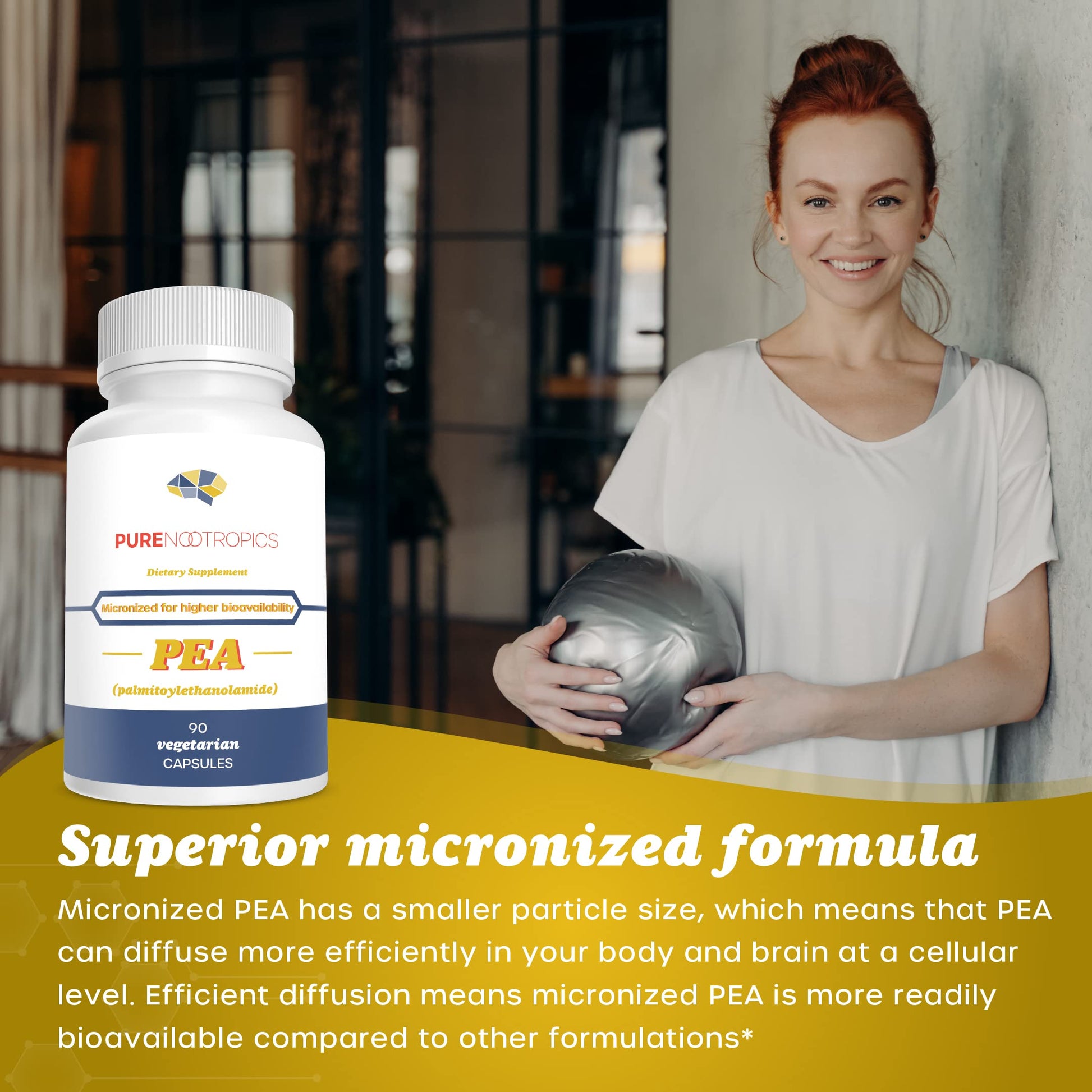Pure Nootropics - Palmitoylethanolamide (Micronized Pea) 400 mg Capsules | 90 Veg Caps Value Pack | Supports Relief from Occasional Discomfort | Supports Immune System Pure Nootropics buy supplements canada