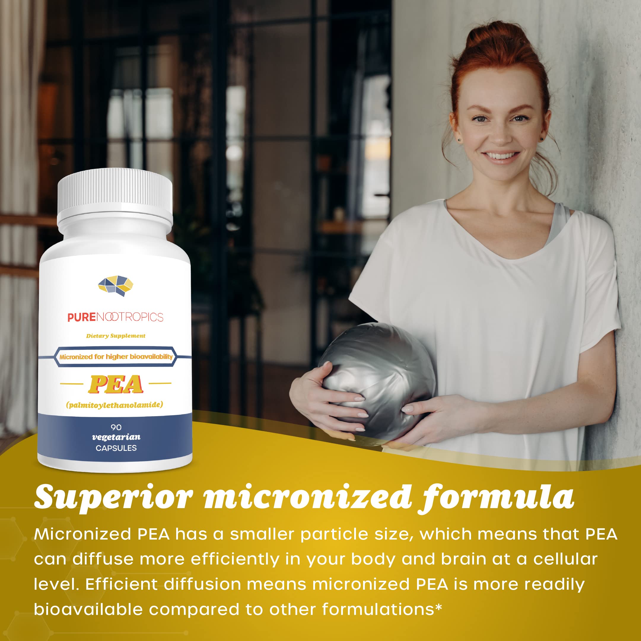 Pure Nootropics - Palmitoylethanolamide (Micronized Pea) 400 mg Capsules | 90 Veg Caps Value Pack | Supports Relief from Occasional Discomfort | Supports Immune System Pure Nootropics buy supplements canada