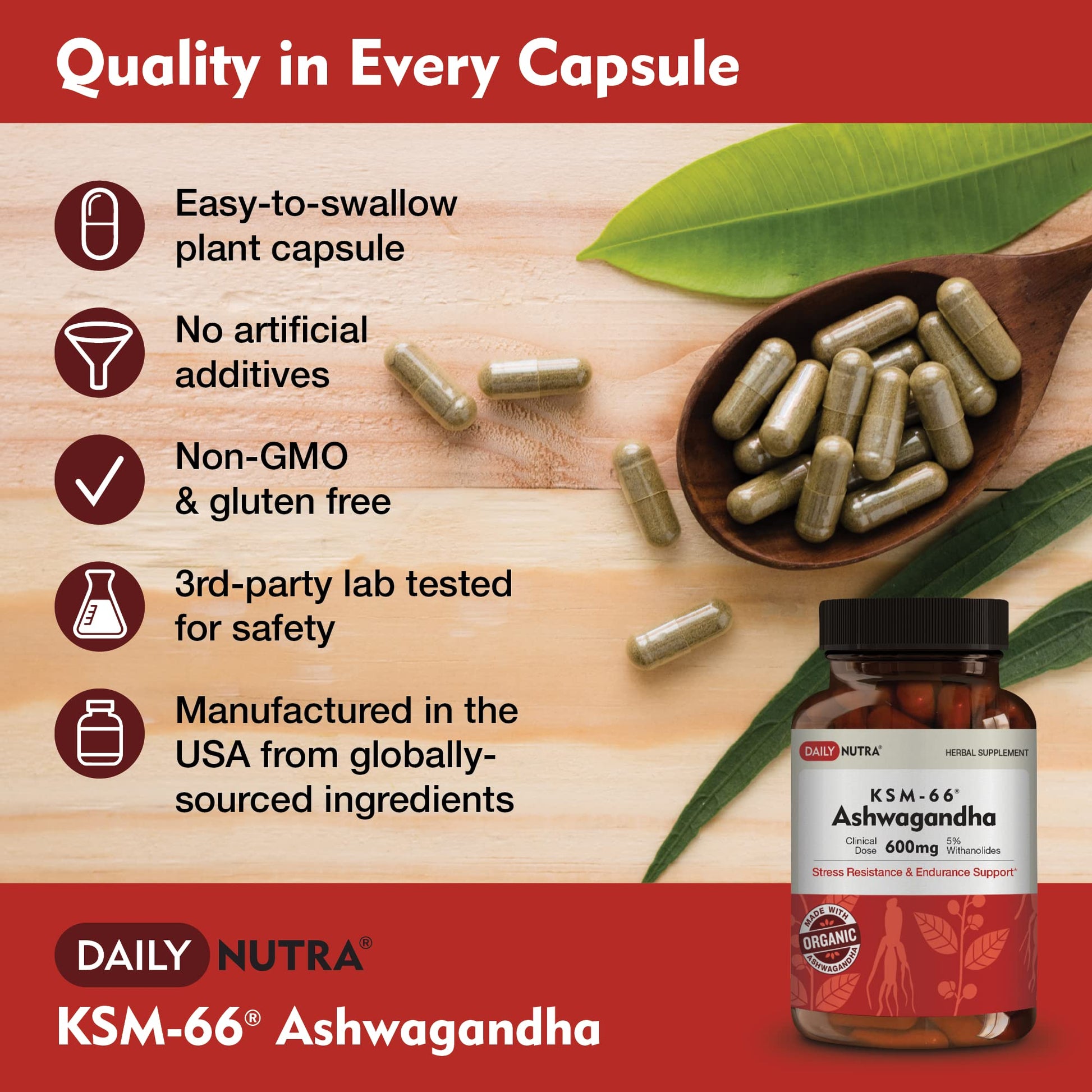 DailyNutra KSM-66 Ashwagandha 600mg Organic Root Extract - High Potency Supplement DailyNutra buy supplements canada