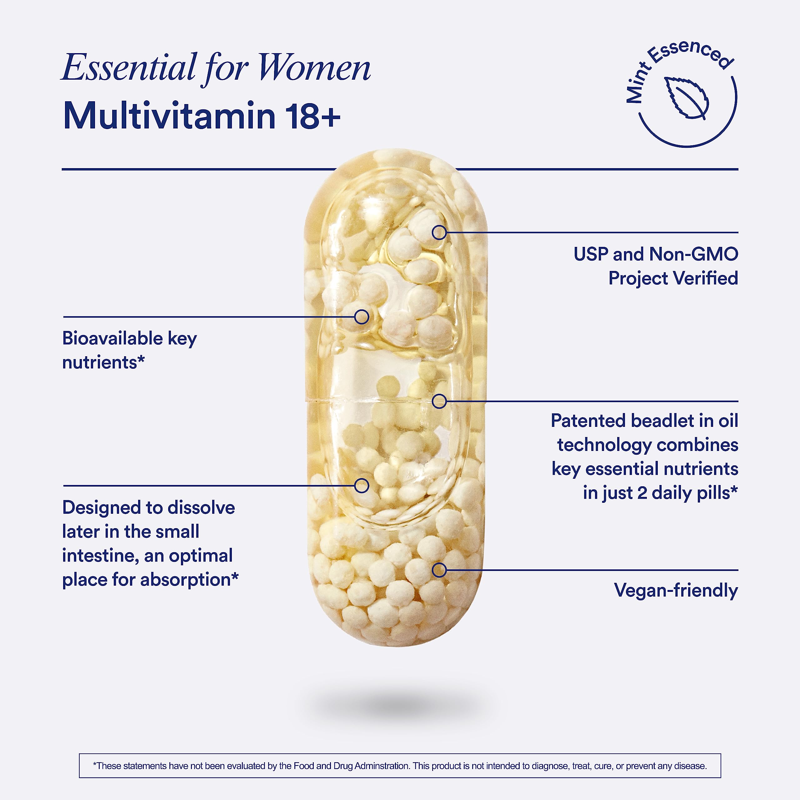 Ritual Multivitamin for Women 18+ with Vitamin D3 for Immune Support*, Vegan Omega 3 DHA, B12, Iron, Gluten Free, Non GMO, USP Verified, Mint, 30 Day Supply, 60 Capsules Ritual buy supplements canada