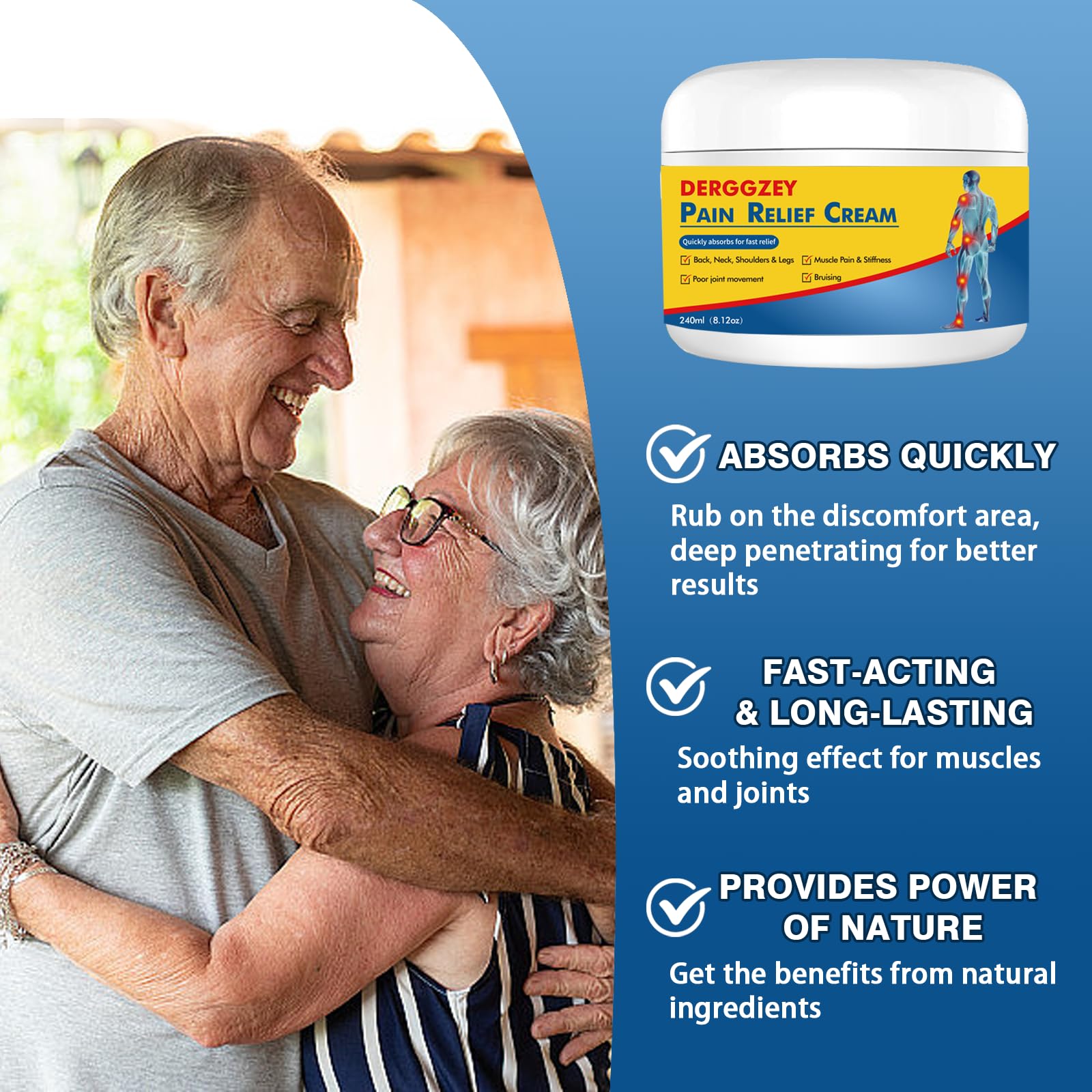 Derggzey Naturals Arthritis Pain Relief Cream 8 oz - Maximum Strength Deep Penetrating for Joint, Muscle, Knee, Back, Feet, Hand, Ankle - Effective Soothing Derggzey buy supplements canada