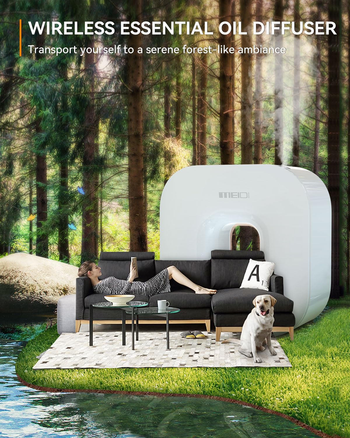 MEIDI Waterless Essential Oil Diffuser - Bluetooth Cordless Aromatherapy Diffuser with App Control MEIDI buy supplements canada