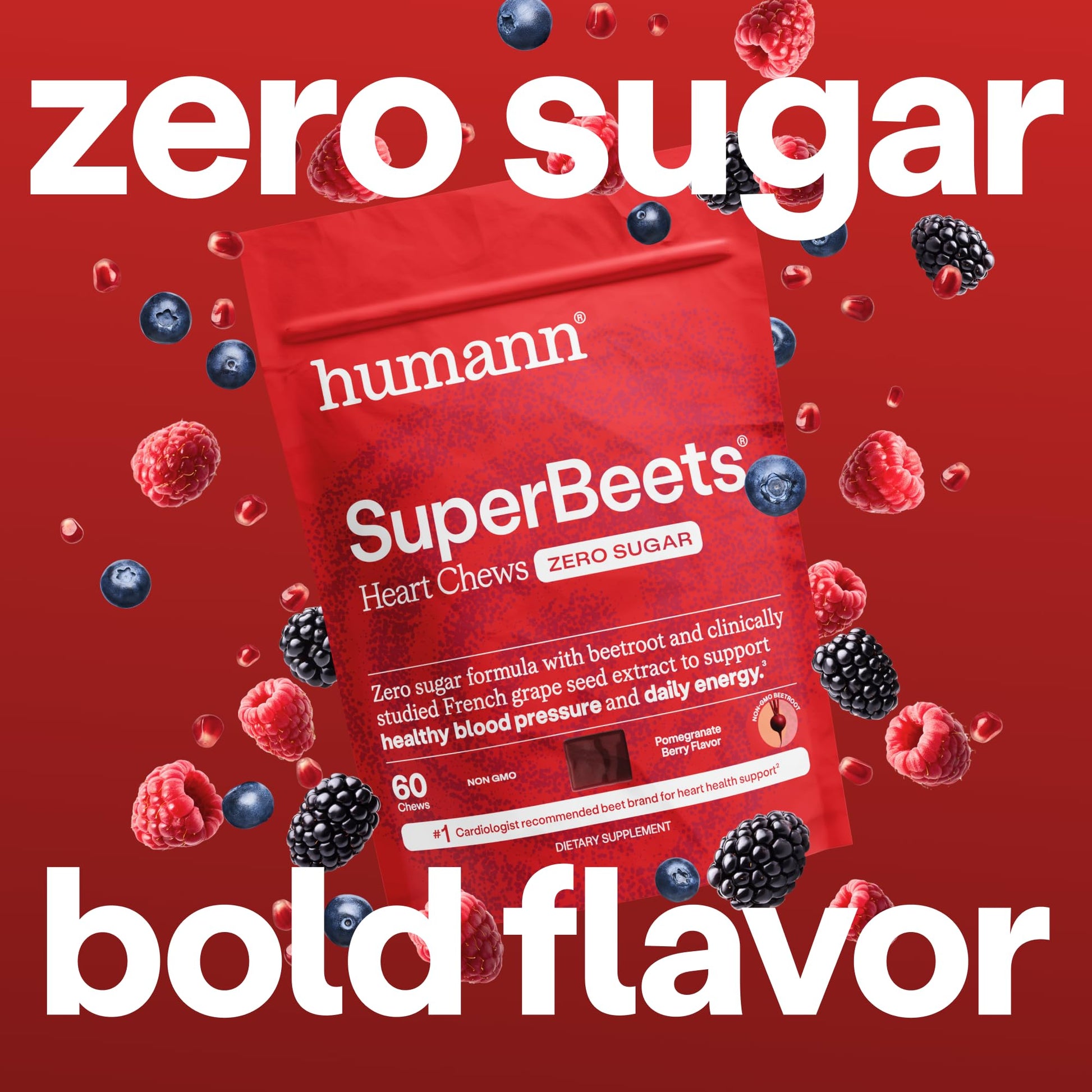 Humann SuperBeets Heart Chews Zero Sugar, Beet Root Supplement, Energy, Nitric Oxide and Blood Pressure Support, Grape Seed Extract & Non-GMO Humann buy supplements canada