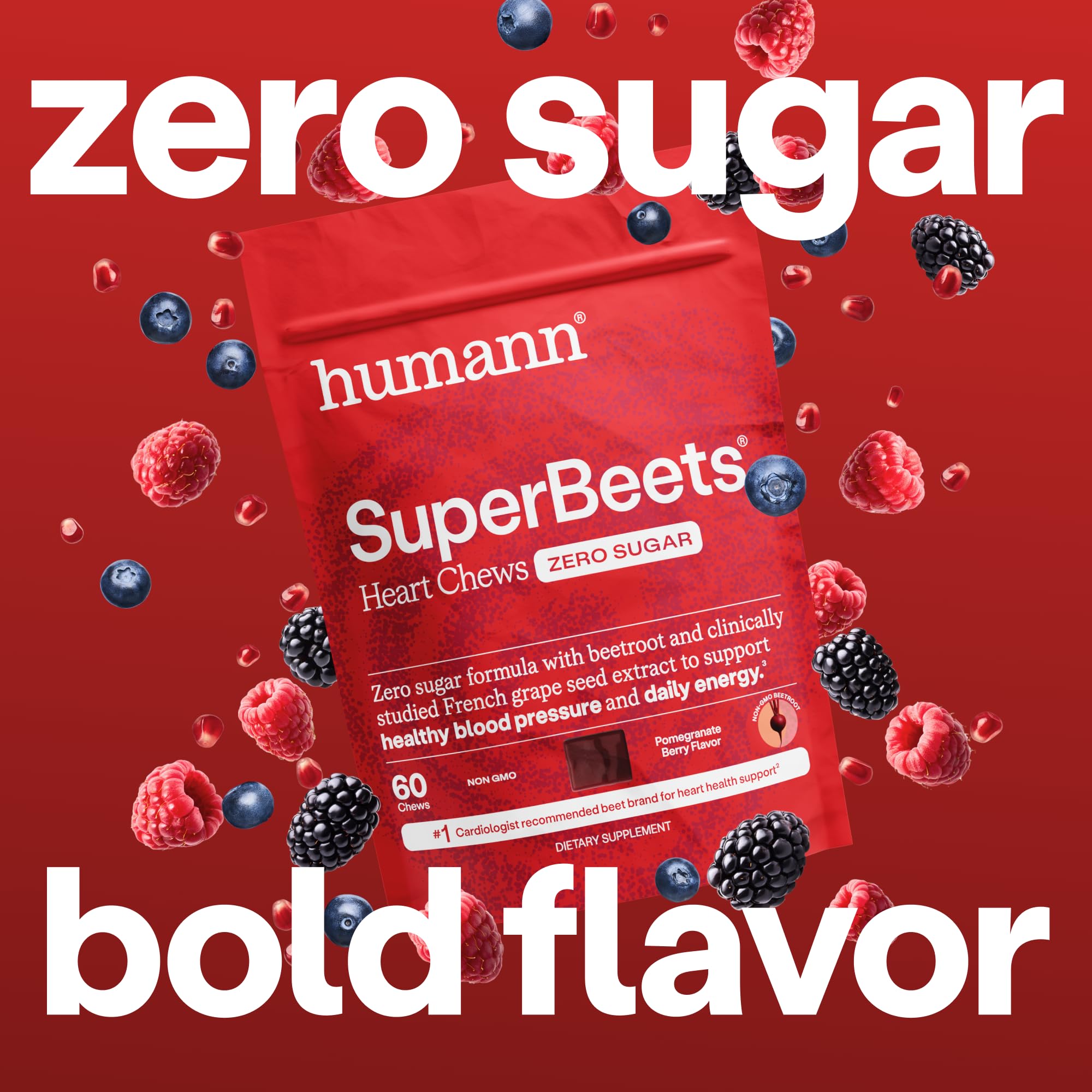 Humann SuperBeets Heart Chews Zero Sugar, Beet Root Supplement, Energy, Nitric Oxide and Blood Pressure Support, Grape Seed Extract & Non-GMO Humann buy supplements canada
