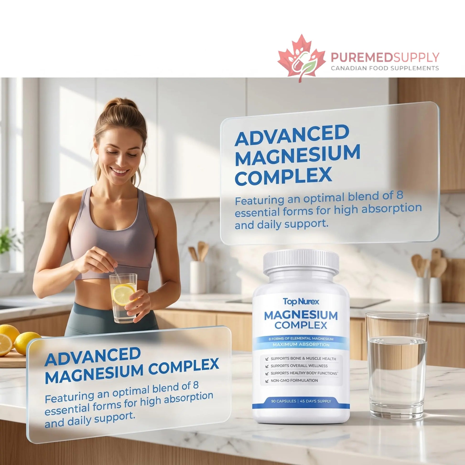 Top Nurex Magnesium Complex for Women & Men,1000mg High Absorption Blend, 8 Magnesium Forms Including Glycinate, Citrate & Malate, Daily Nutrient Support, Vegan Non-GMO, 90 Capsules (1 Pack) wuliao buy supplements canada