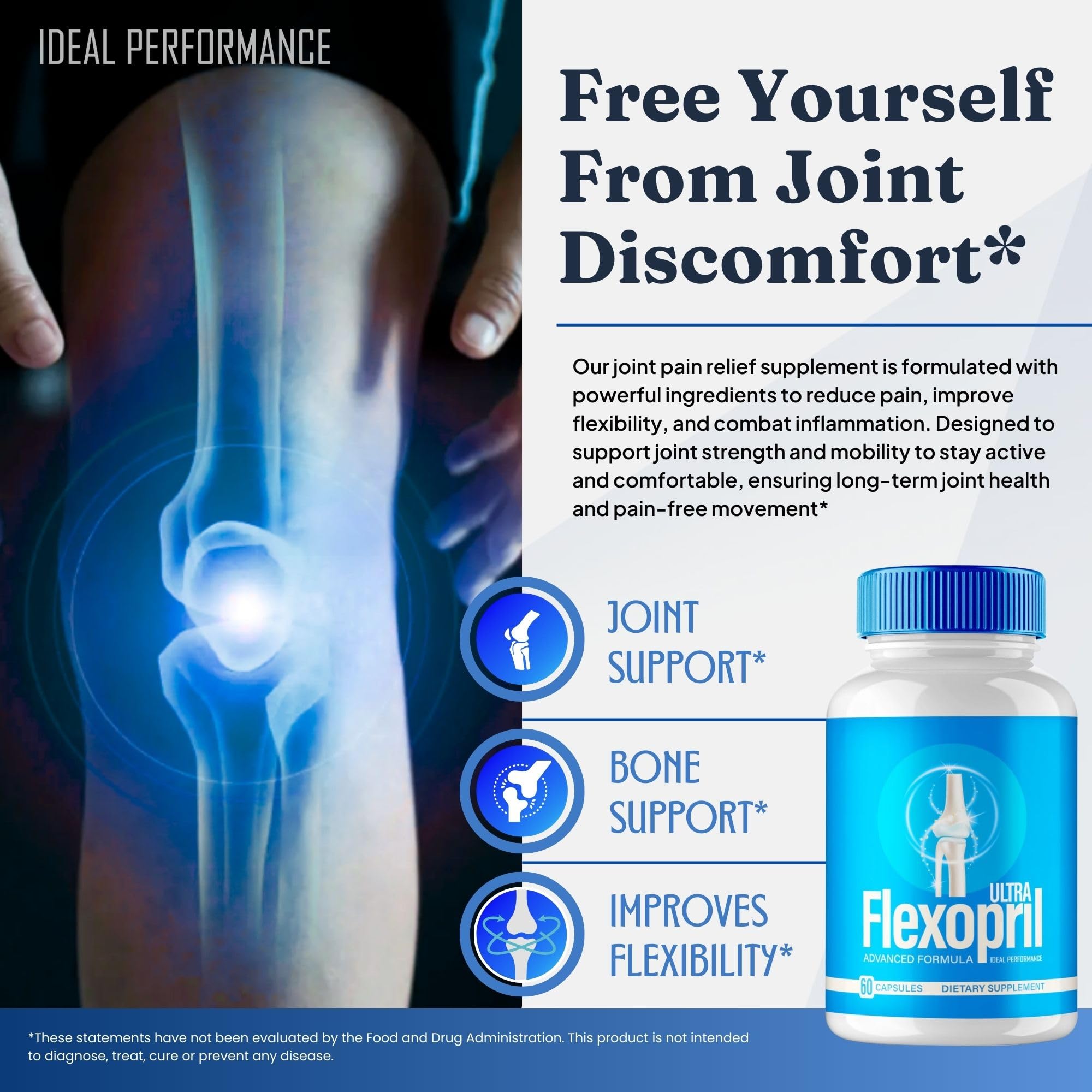 Flexopril Ultra Joint Support Capsules, Official Flexopril Supplement Pills, All-Natural Formula to Fortify Bones and Bolster Flexibility - Maximum Strength, FlexoprilUltra Pills Reviews (3 Pack) IDEAL PERFORMANCE buy supplements canada