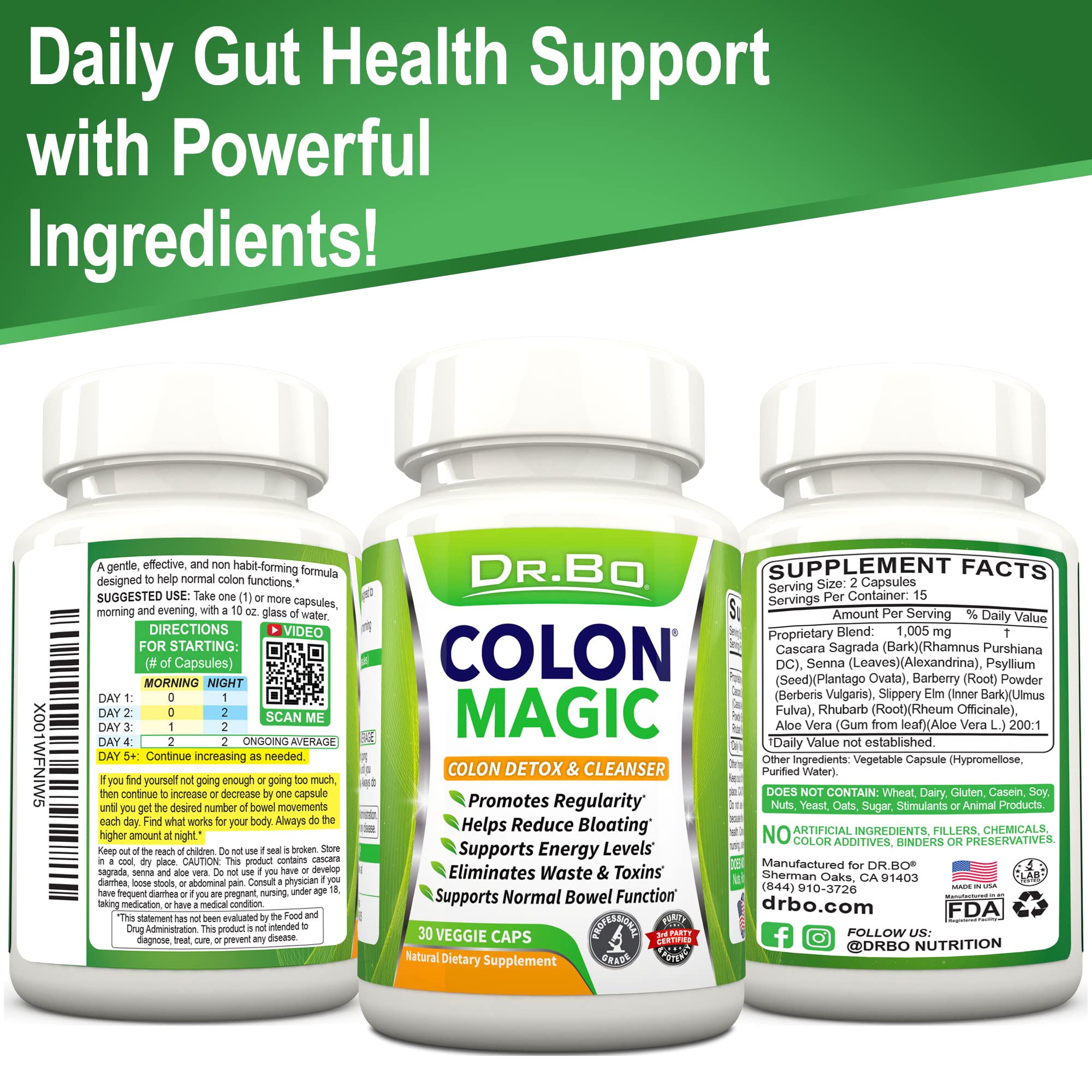 Colon Cleanse Detox Formula - Natural Bowel Cleanser Pills for Intestinal Bloating & Fast Digestive DR. BO buy supplements canada
