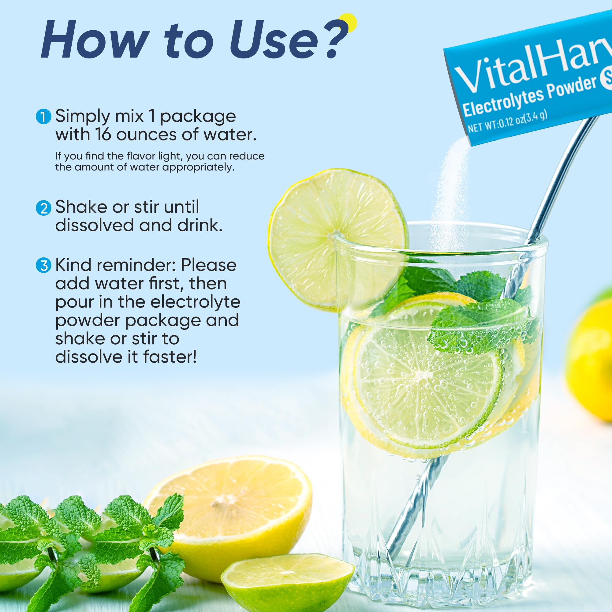 VitalHarvest 36 Sticks Electrolytes Powder Packets 6 Flavors Sugar Free Hydration Packets Electrolyte Liquid Daily IV Drink Mix with Lemon Lime, Watermelon, Orange VitalHarvest buy supplements canada