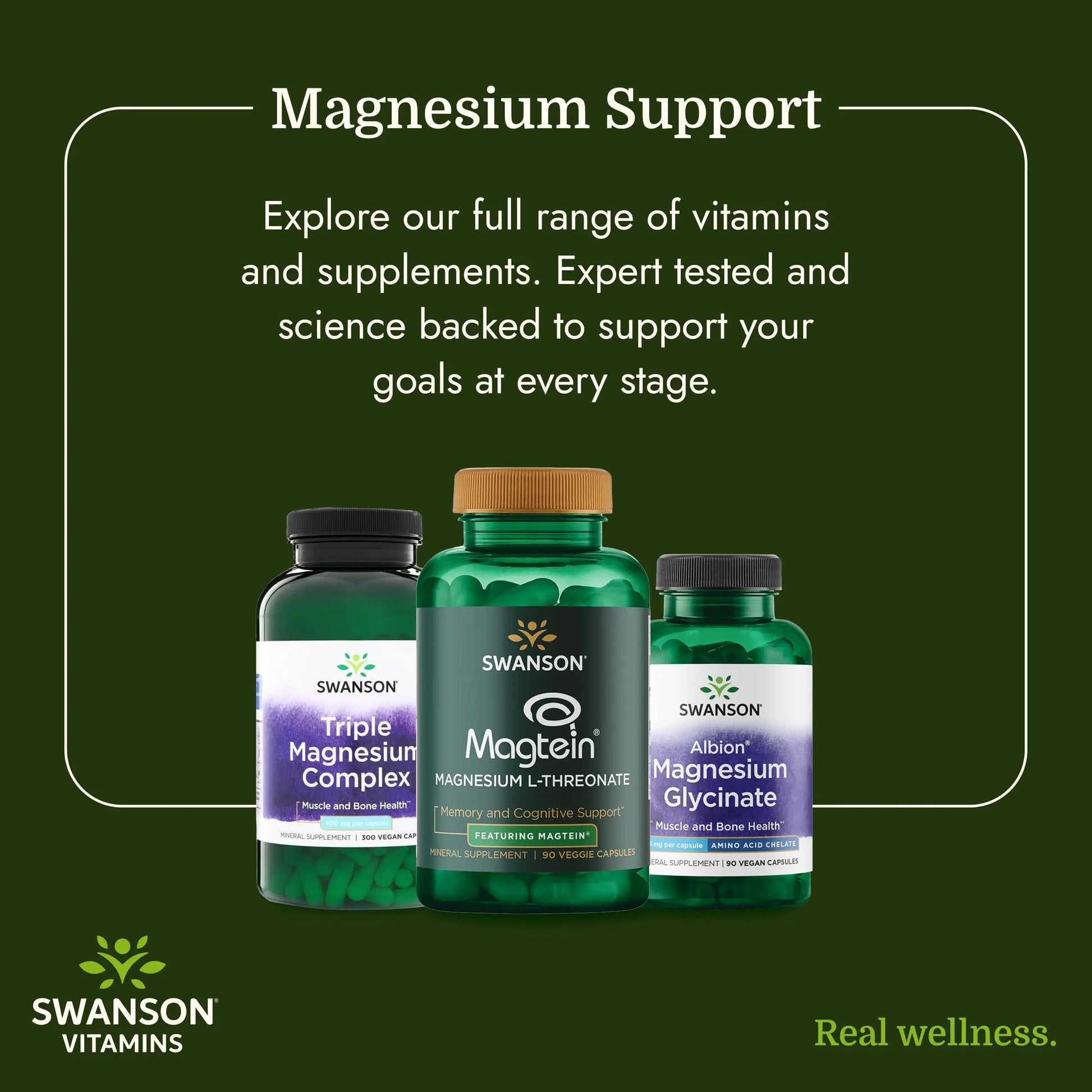 Swanson Triple Magnesium Complex Bone, Nerve, and Muscle Support Supplement for Adults Seeking Optimal Magnesium Absorption - 400 mg (300 Vegan Capsules) Swanson buy supplements canada