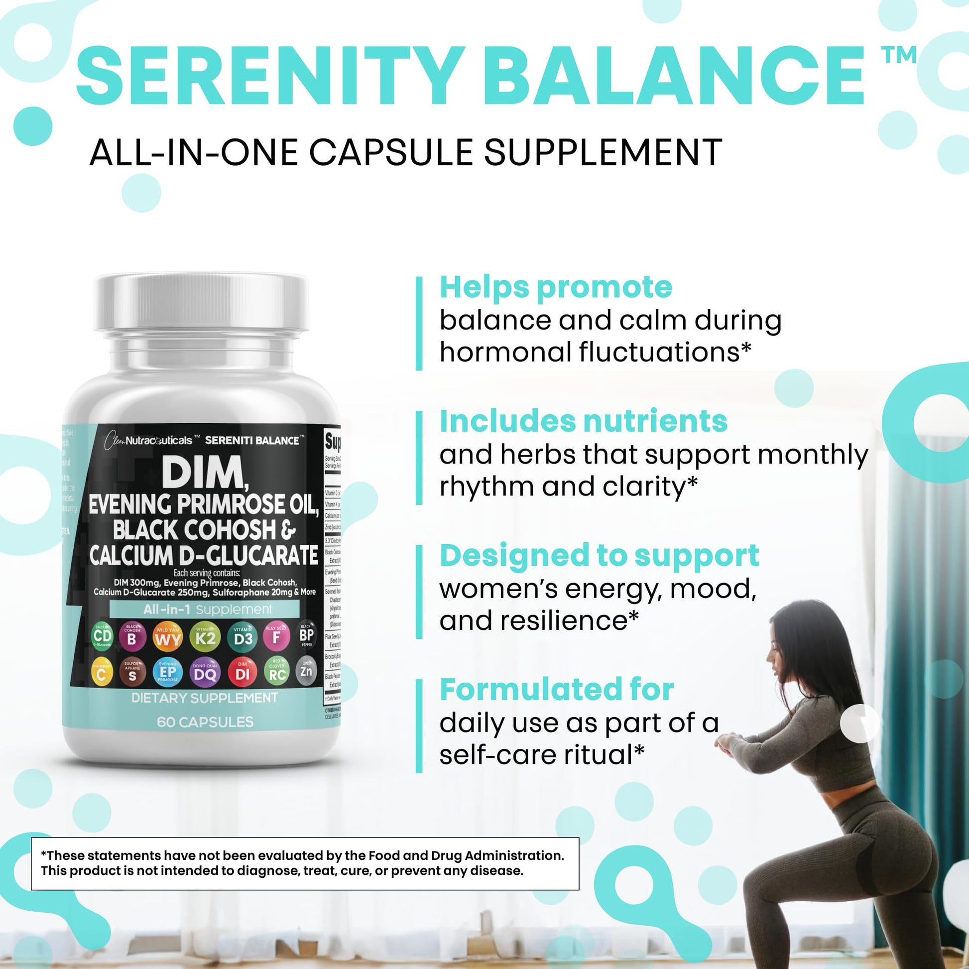 Clean Nutraceuticals DIM Evening Primrose Black Cohosh Calcium D-Glucarate Sulforaphane Flax Seed Extract - Hormonal Support Vitamins for Women with Dong Quai - 60 Caps Clean Nutraceuticals buy supplements canada