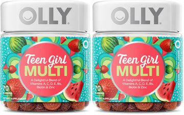 OLLY Teen Girl Multi Gummy, Healthy Skin and Immune Support, 15 Essential Vitamins, Biotin, Zinc, Calcium, Chewable Multivitamin OLLY buy supplements canada