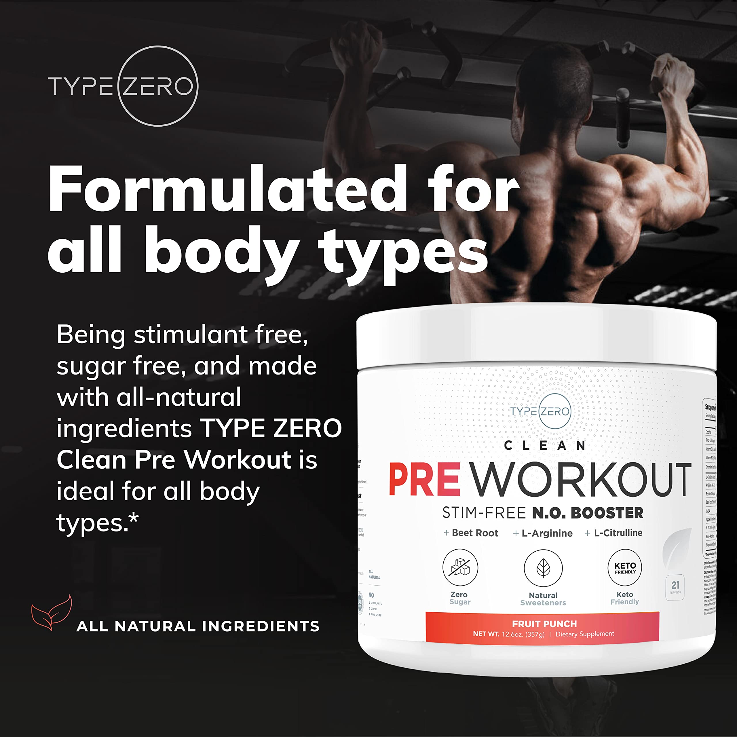 Ultra Clean Stim Free Pump Pre Workout + Nitric Oxide Booster (Fruit Punch) Beetroot, 7G Arginine Citrulline Malate, Betaine, Beta A, ACV+ - Sugar/Caffeine Free Natural Non Stim Preworkout Men & Women Type Zero buy supplements canada