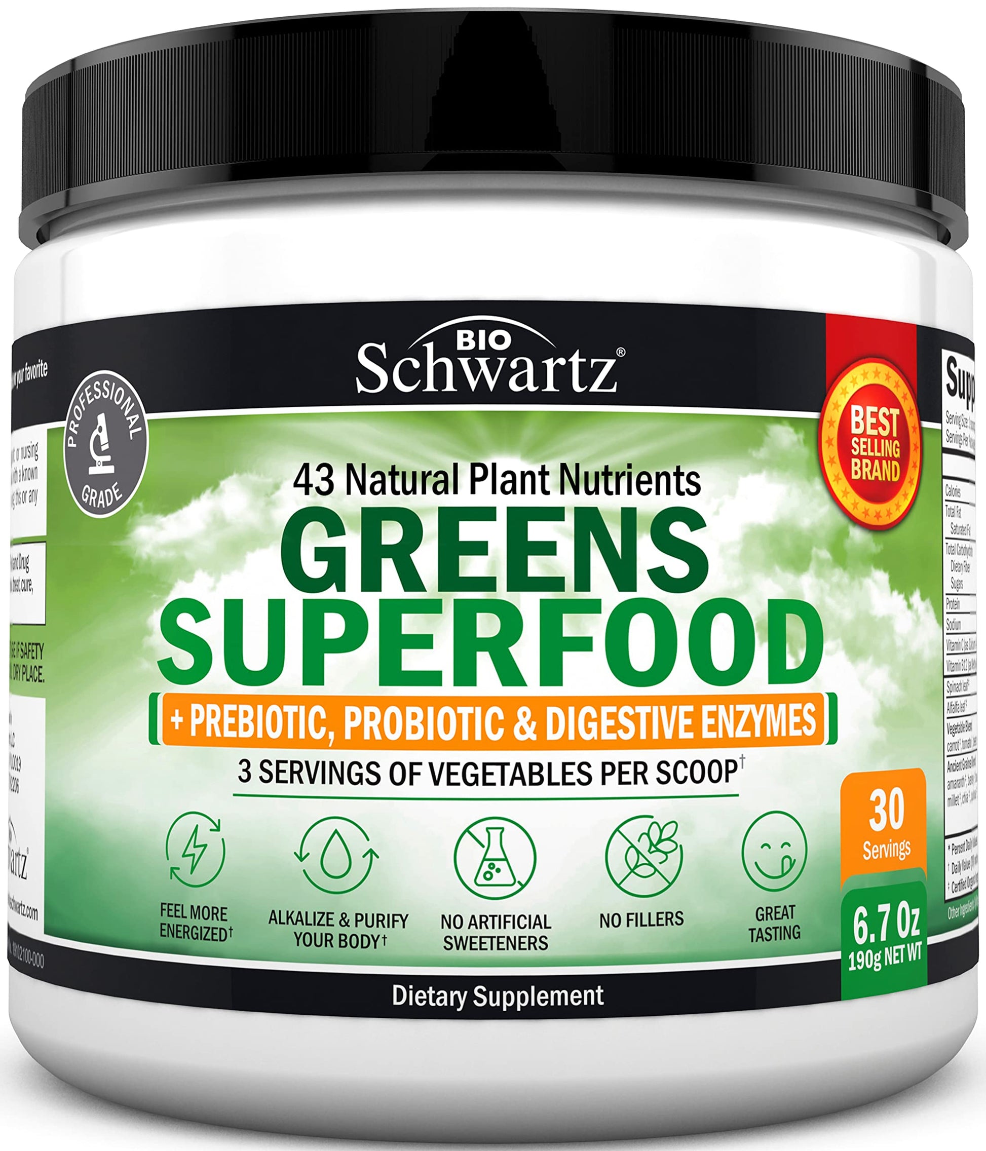 Super Greens Powder Superfood - Greens Powder with Probiotics Prebiotics Digestive BioSchwartz buy supplements canada