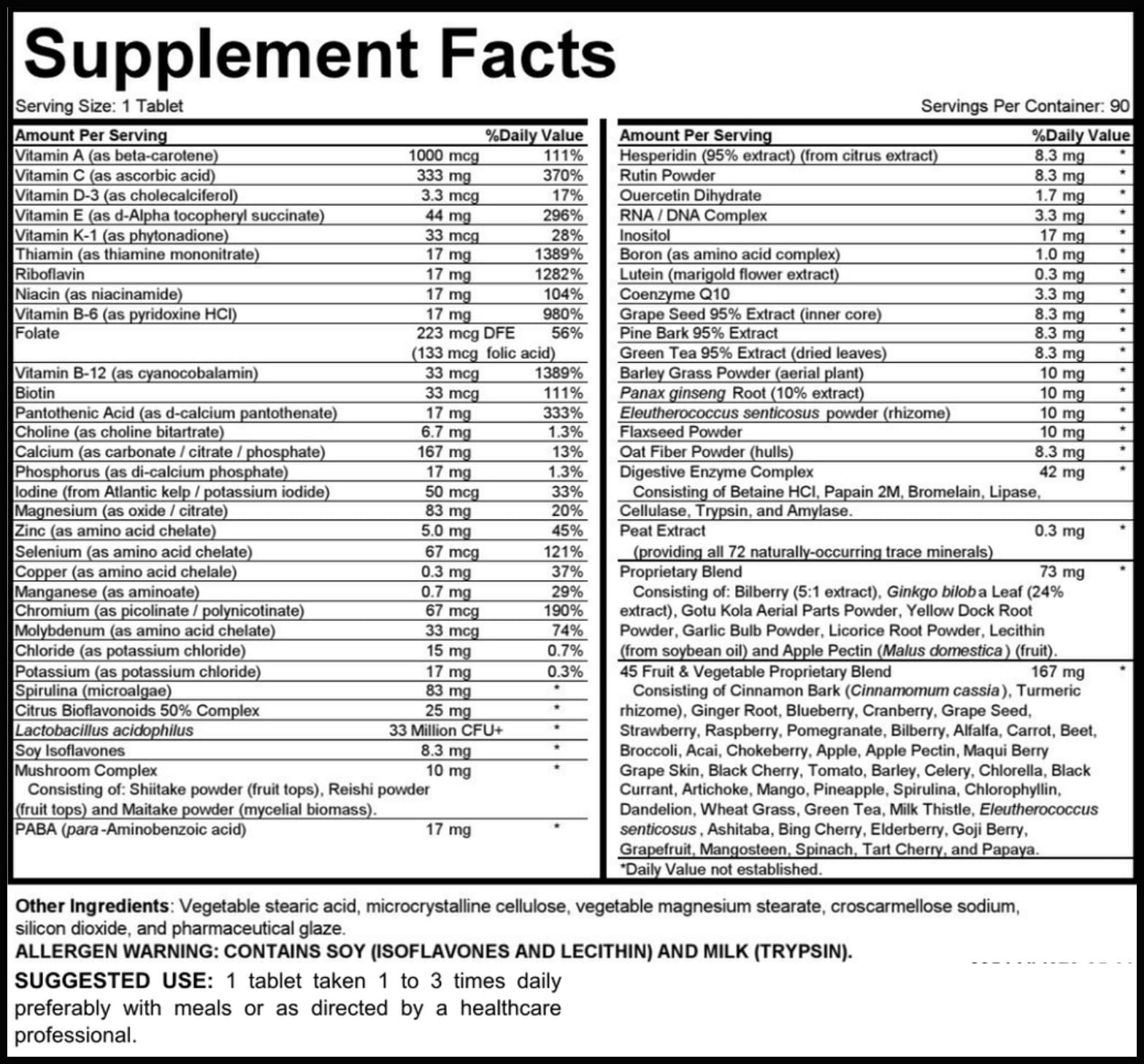 MEGAV-1 Multi-Vitamin, Superfood & Minerals - Daily Multivitamin with Probiotics, Digestive Enzyme, Mushroom Complex for Heart Health, Immune Support, Energy & Stamina - 90 Tablets Hybrid Nutraceuticals buy supplements canada