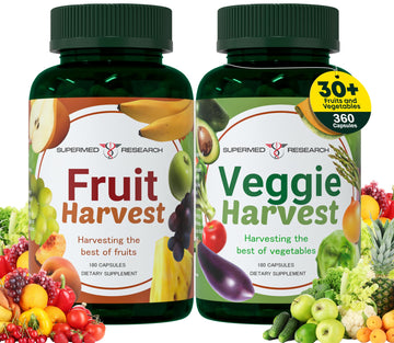 Supermed Research Fruits and Vegetables Supplements – 2 Pack Combination Fruit & Veggies Supplement – Whole Food Vitamins & Minerals for Adults – Superfood Veggie Vitamins for Adults (180 x 2, 360 Ct) Supermed Research buy supplements canada