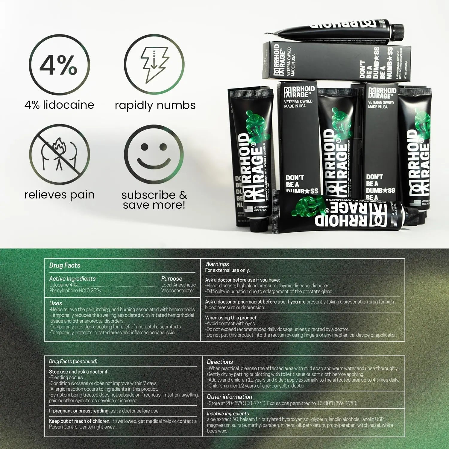 Hemorrhoid Ointment - Fissure and Hemorrhoid Treatment with Lidocaine, Aloe Extract, Magnesium Sulfate, Balsam Fir, Fast Acting Hemorrhoid Cream for Itching, Swelling and Maximum Pain Relief (1-Pack) Rrhoid Rage buy supplements canada