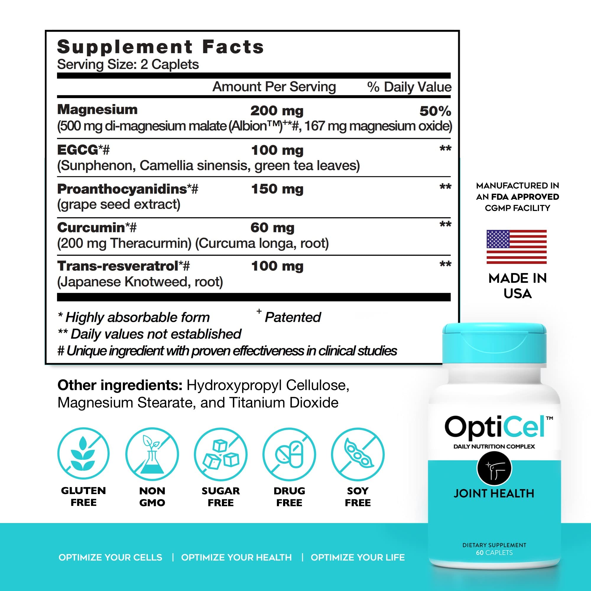 OptiCel Joint Health - Joint Support Supplement, Promotes Easy Movement, Joint Pain Supplement, Supports Muscle Health & Mobility, All Natural, Plant-Based & Non-GMO, 60 Capsules OptiCel buy supplements canada