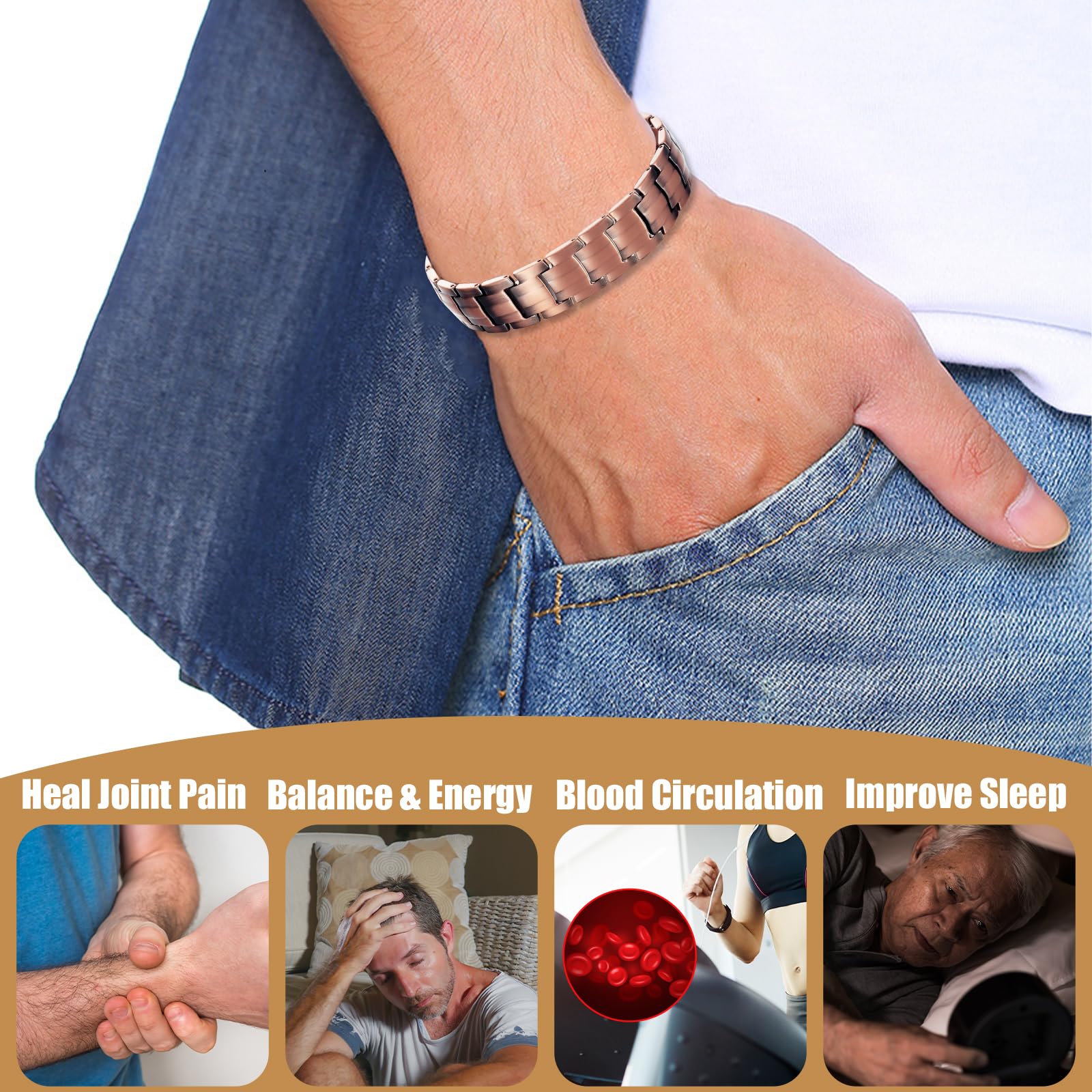 MagVIVACE Copper Bracelet for Men, Magnetic Bracelet with 3500 Gauss Magnets MagVIVACE buy supplements canada