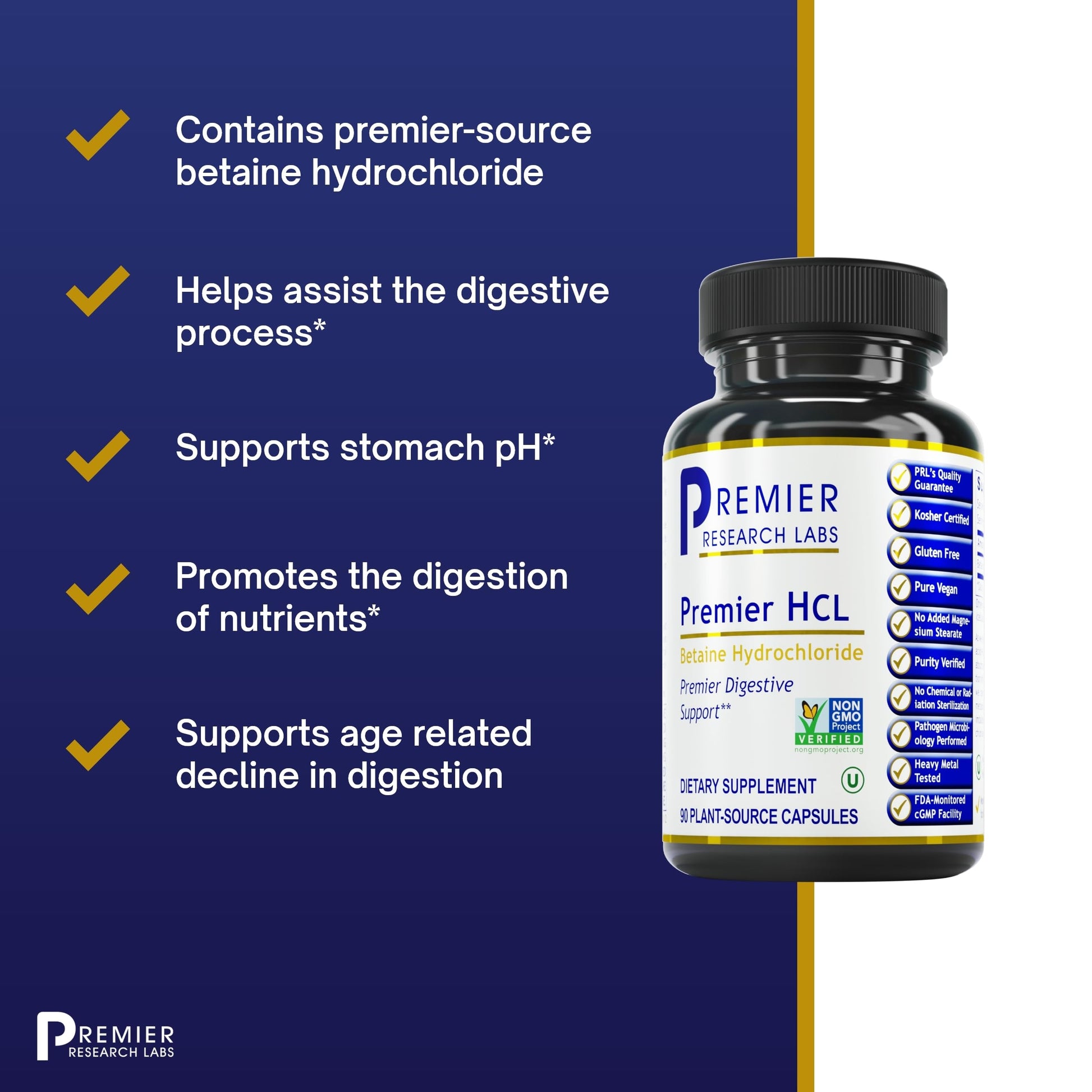 Premier Research Labs Premier HCL - Betaine HCL, Betaine Hydrochloride Supplement for Optimal Digestive Function, Nutrient Absorption, Betaine-HCL for Low Stomach Acid- 90 Vegetarian Capsules Premier Research Labs buy supplements canada