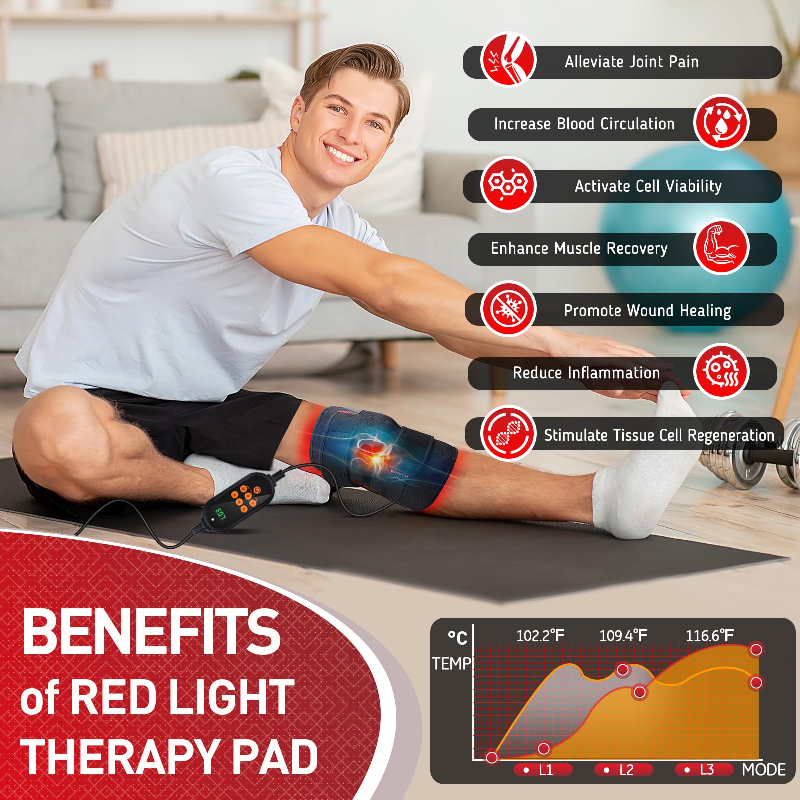 Red Light Therapy for Knee, 660nm Red Light and 850nm Near Infrared Light Therapy Device Rikimxin buy supplements canada