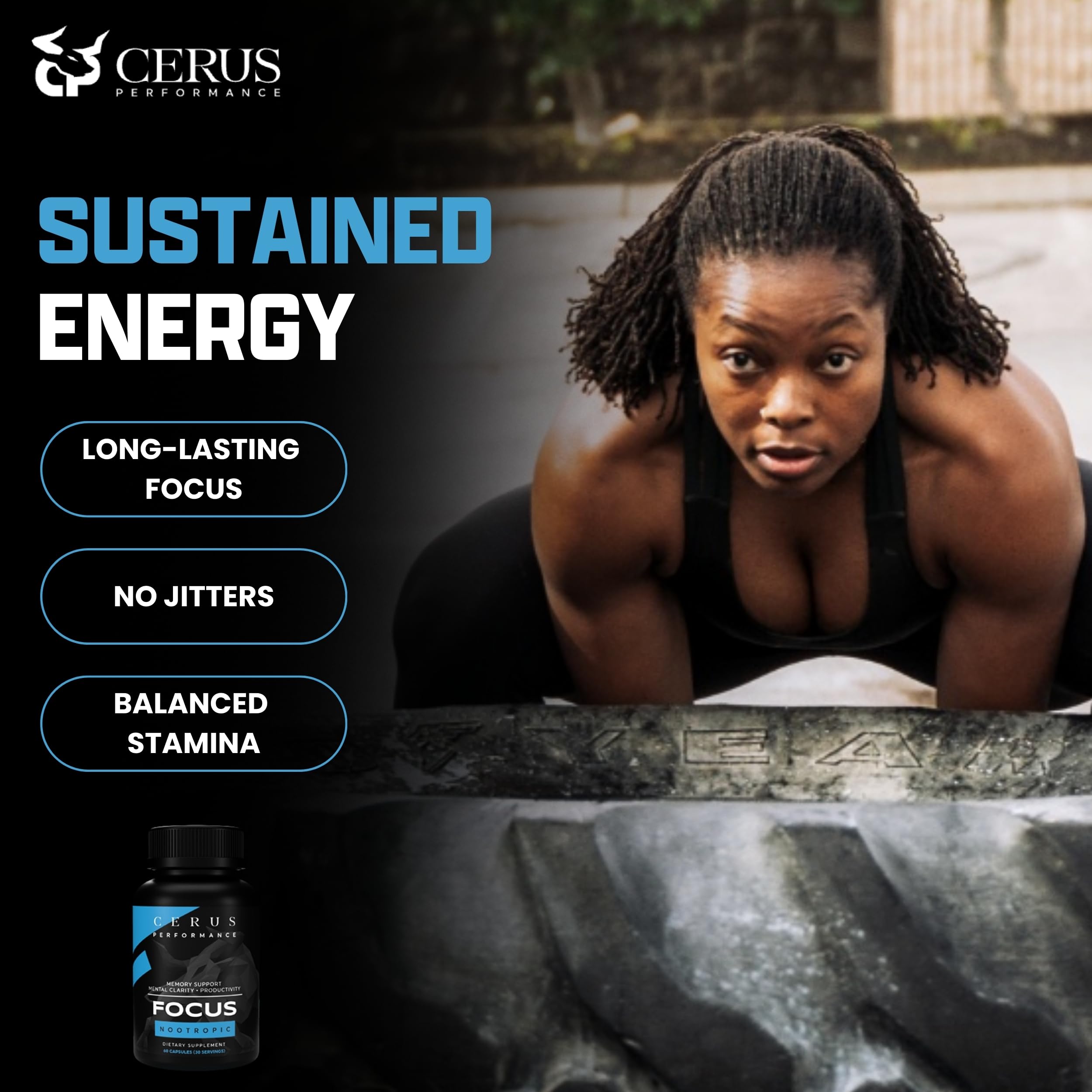 Cerus Performance Focus Nootropic Supplement - Enhances Mental Clarity, Boosts Memory & Cognitive Function, Improves Alertness - Ideal for Athletes & Fitness Enthusiasts - 60 Capsules Cerus buy supplements canada