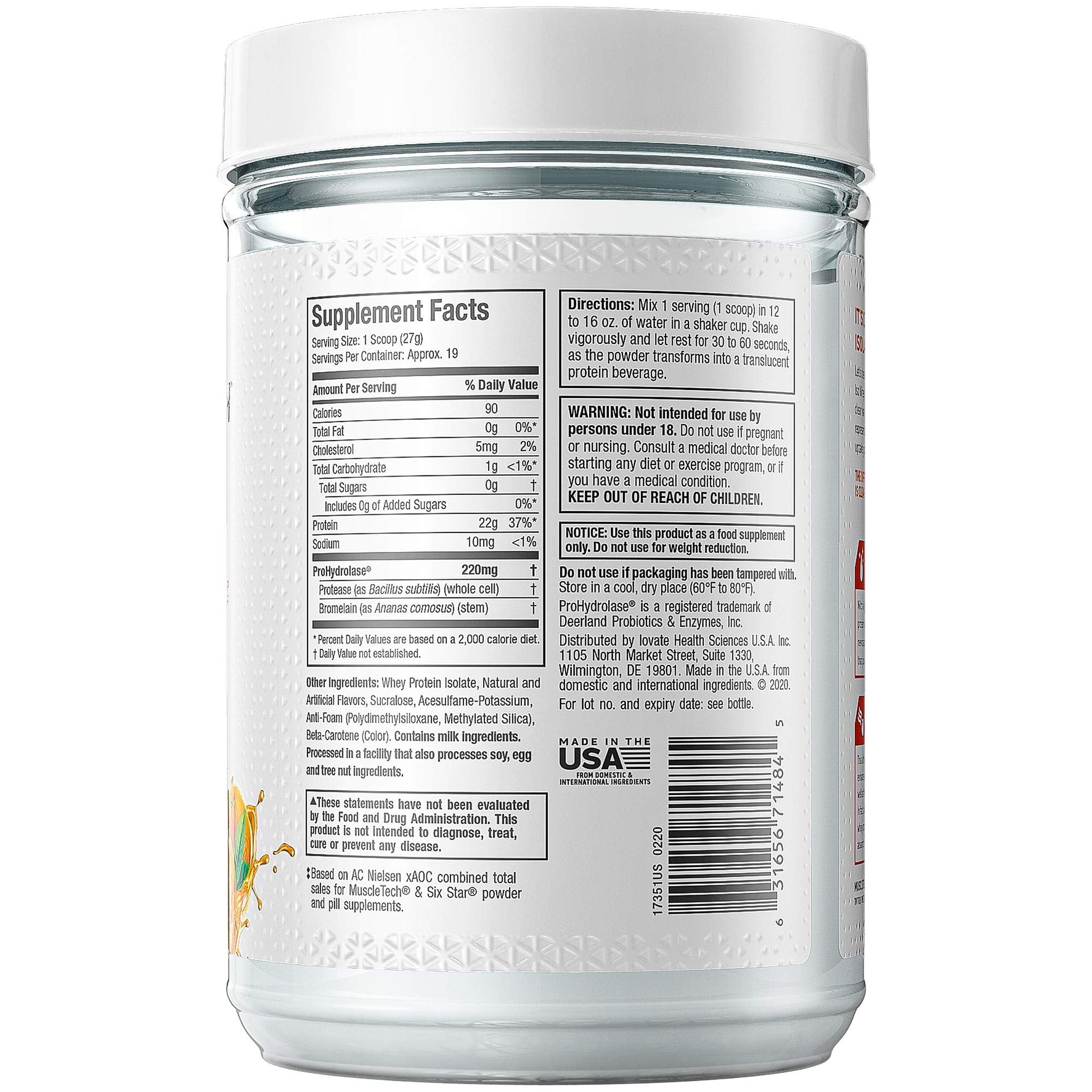 Whey Protein Powder MuscleTech Clear Whey Protein Isolate Whey Isolate Muscletech buy supplements canada