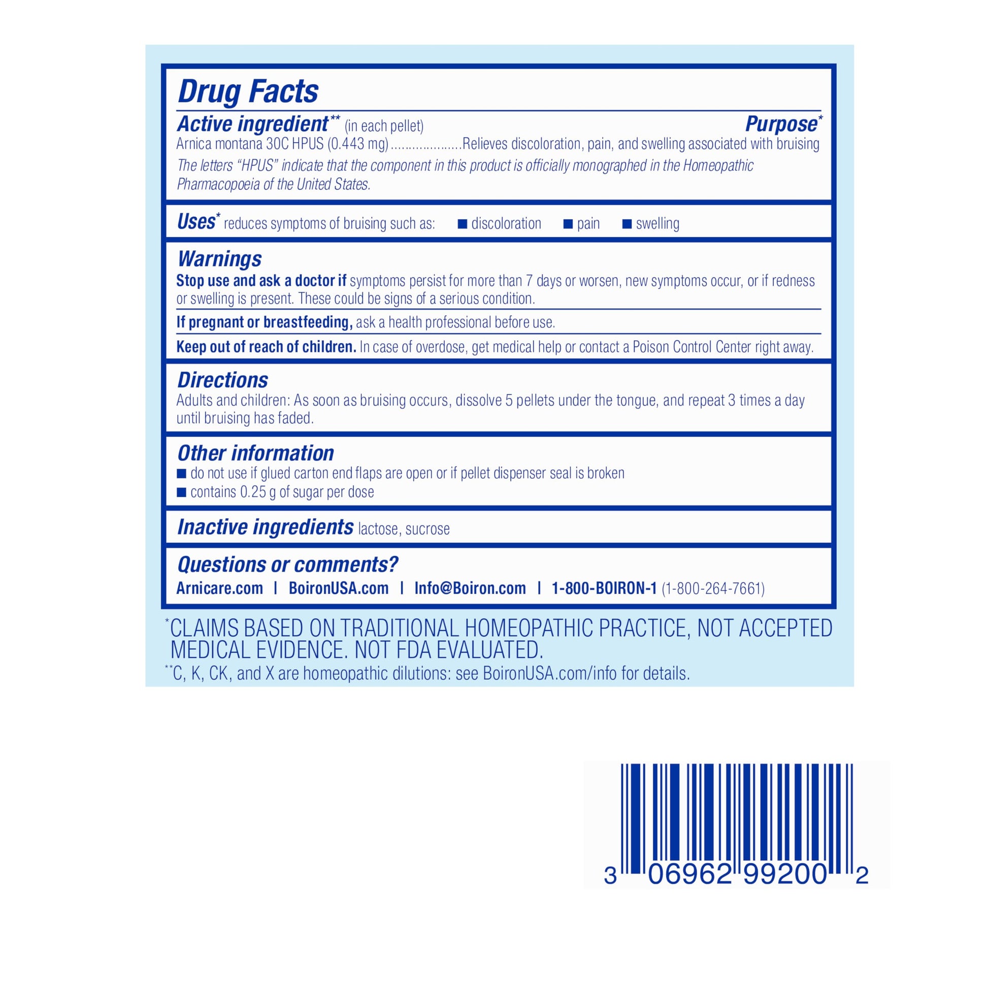 Boiron Arnica Bruise - Arnica Montana 30c for Relief of Pain, Swelling, and Discoloration from Bruises - 3 Count (240 Pellets) Boiron buy supplements canada