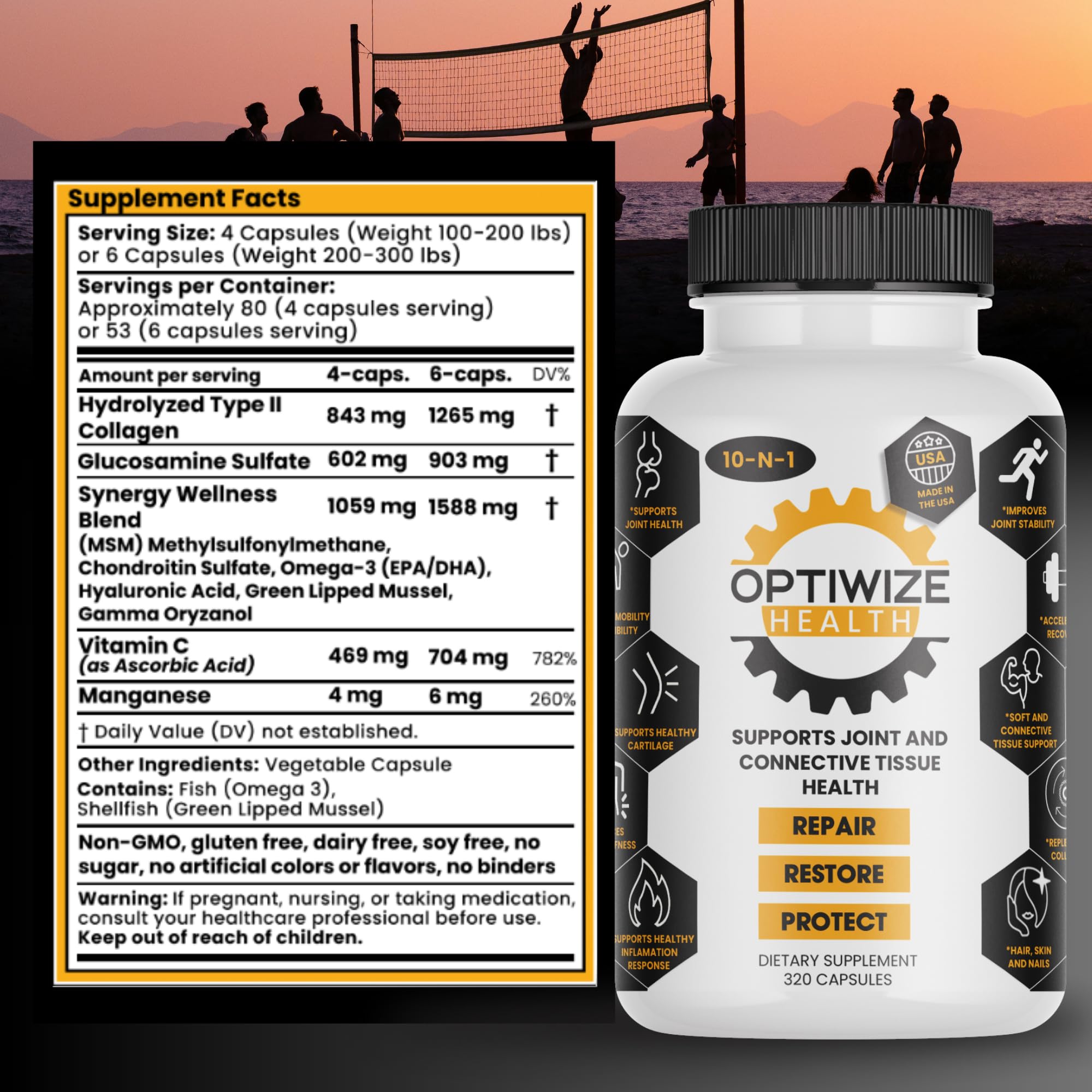 OptiWize 10-N-1 Joint Support Hydrolyzed Collagen,MSM, Hyaluronic Acid, Glucosamine,Chondroitin & More- Targets Joint Discomfort, OptiWize buy supplements canada