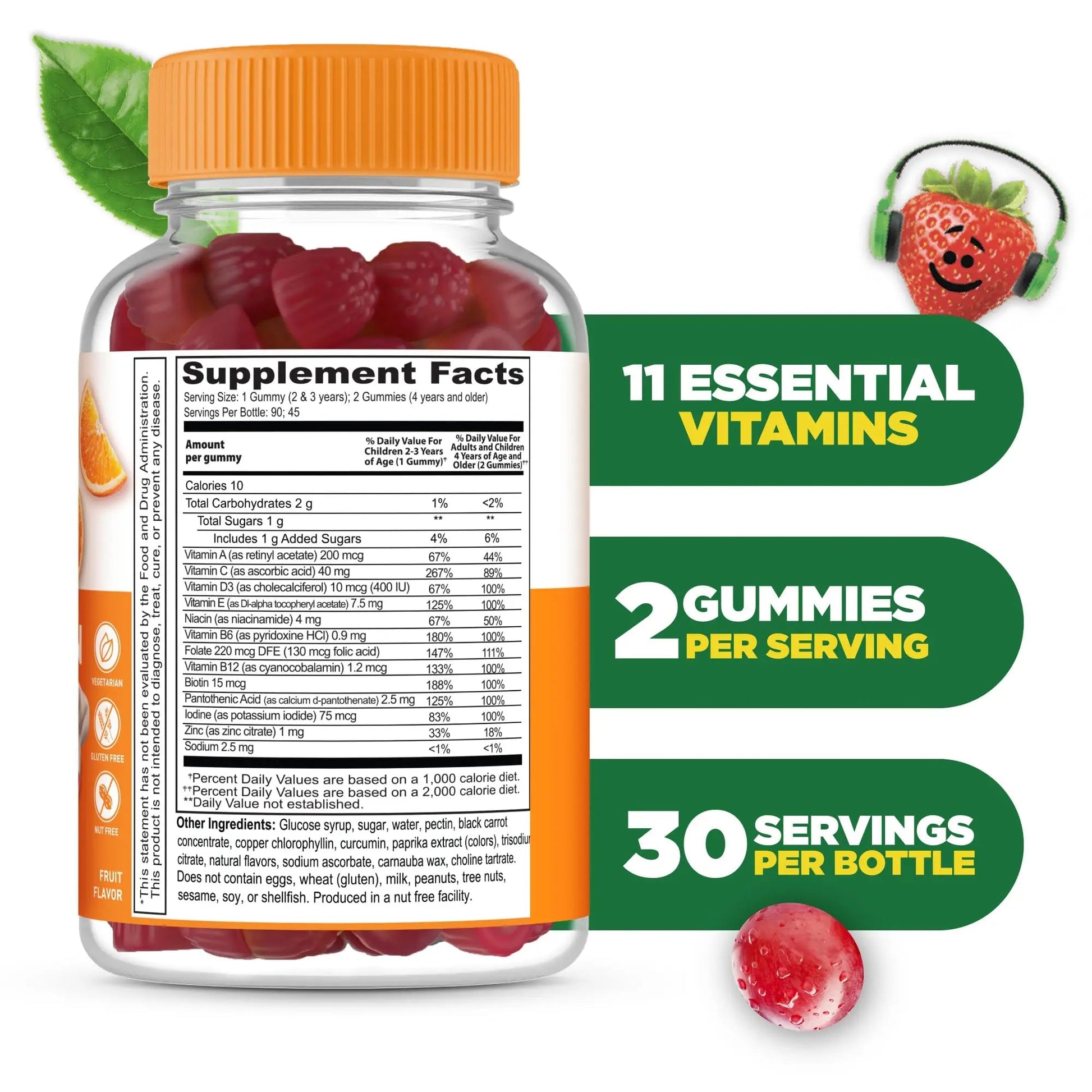 Lifeable Kids Multivitamin Gummies | Great Tasting Multivitamin for Kids | with Vitamins A, C, D, E, B6, B12, Zinc, Biotin Lifeable buy supplements canada