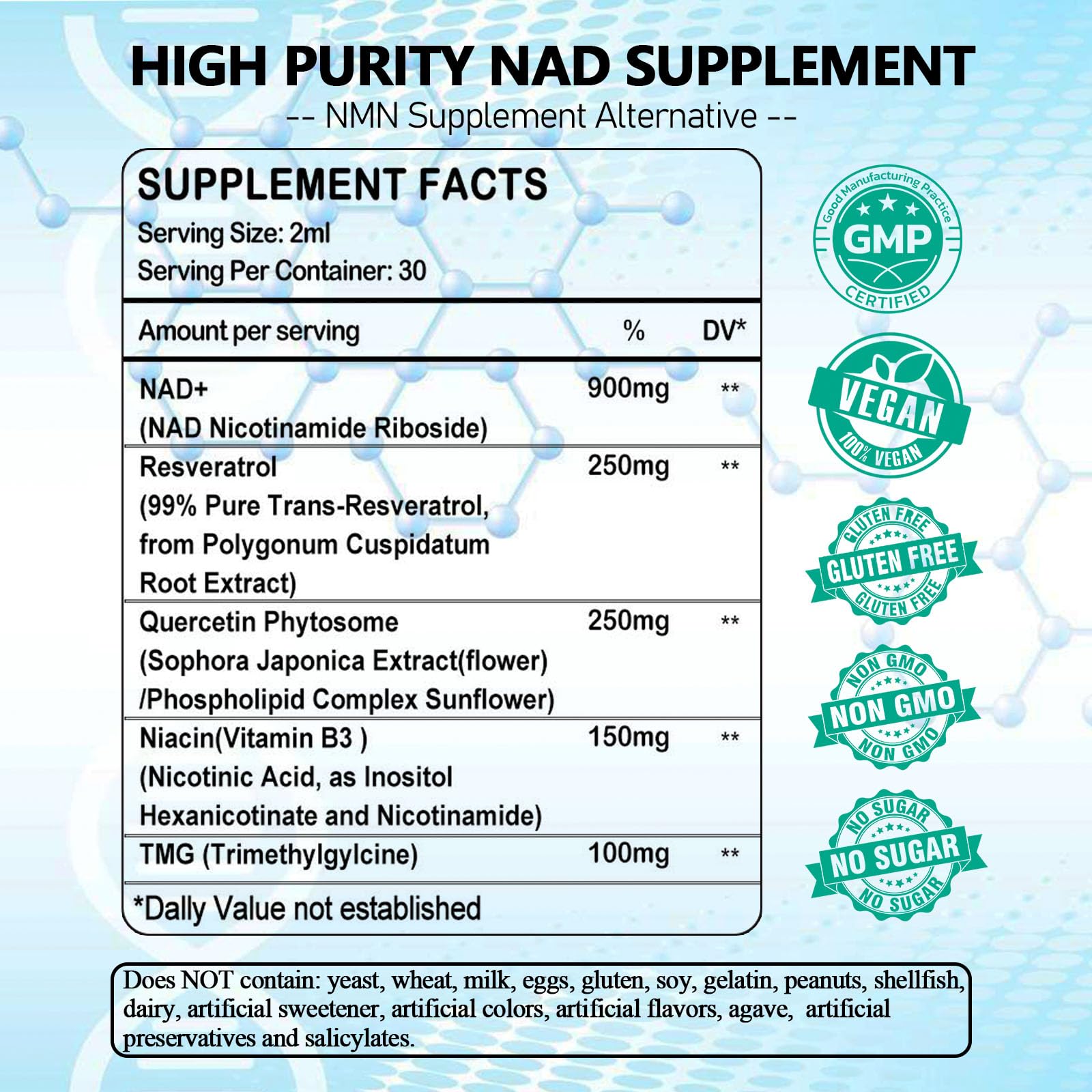 NAD Supplement, Liposomal NAD Nicotinamide Riboside Resveratrol 900mg Quercetion, TMG, Vitamin B3, High Potency NAD Plus Liquid Supplement for Cell Regenerator, Longevity, Energy, Anti-Aging, Focus AMENQ hHEALTH buy supplements canada