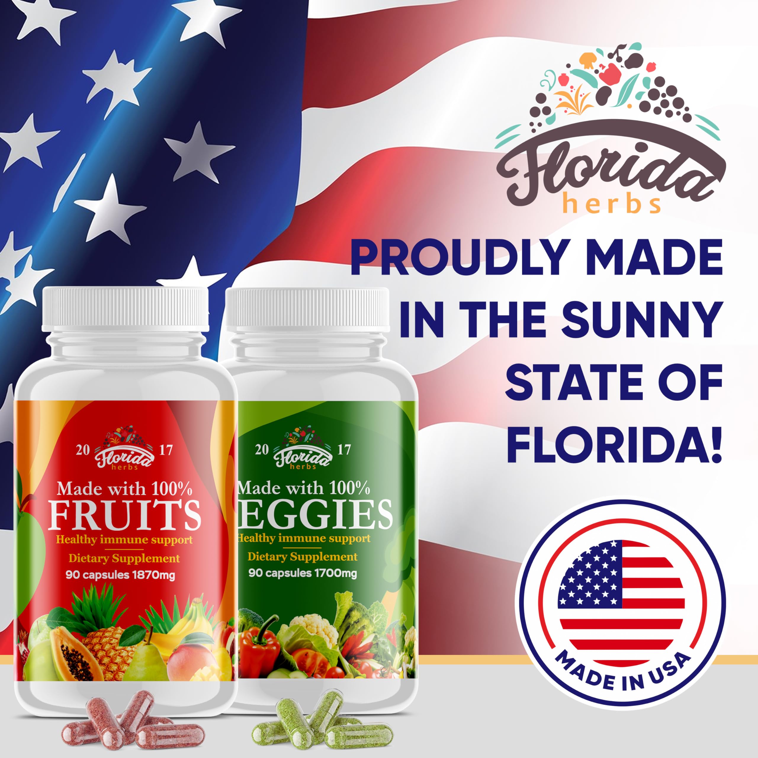 Fruits and Vegetables Supplement - 90 Fruit and 90 Veggie Capsules - Nature Vitamins, Balance of Fruits and Veggies Supports Energy Balance, Soy Free, Vegan Capsules - 90 Count (Pack of 2) FLORIDA HERBS buy supplements canada