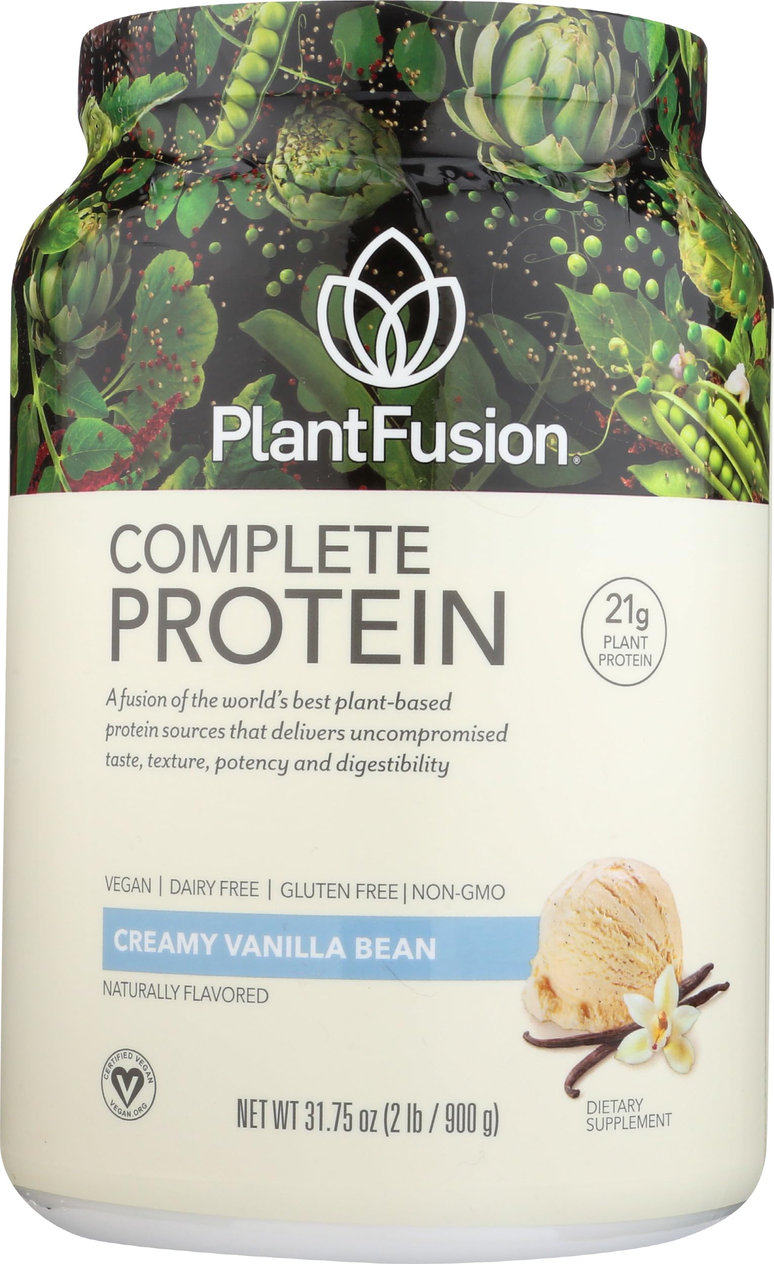 PlantFusion Complete Vegan Protein Powder - Plant Based Protein Powder With BCAAs, Digestive Enzymes and Pea Protein - Keto, Gluten Free, Soy Free, Non-Dairy, No Sugar, Non-GMO - Vanilla Bean 2 lb PlantFusion buy supplements canada