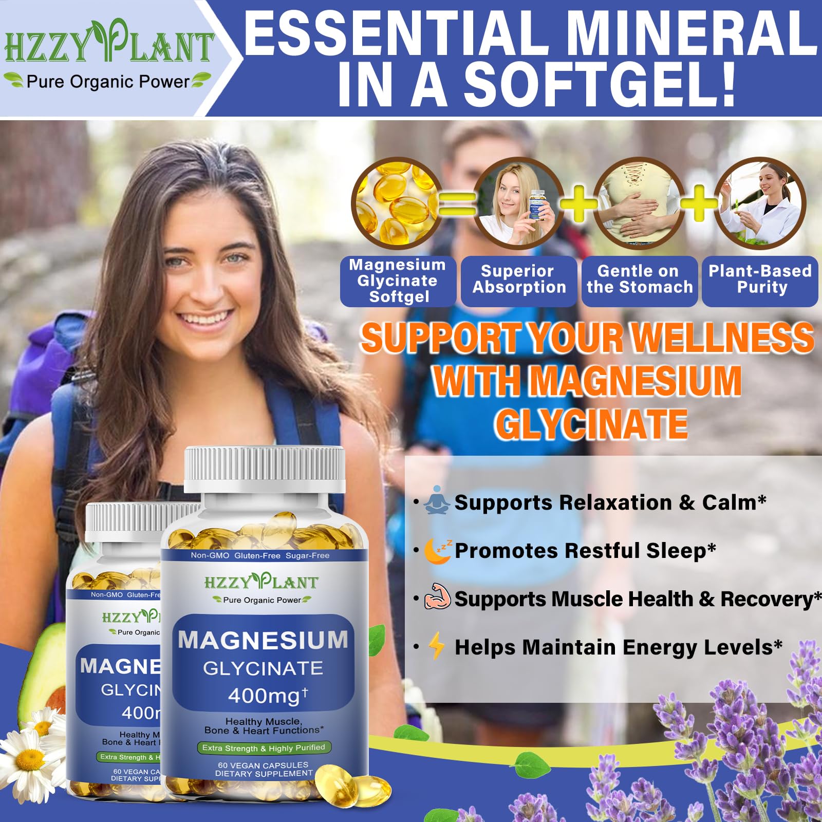 Magnesium Glycinate Softgels, High Absorption Magnesium Glycinate 400mg Supplement for Muscle, Heart, Sleep & Bone Support, Bisglycinate Softgel Capsules Supplement, Vegan, Non-GMO, 2 Month Supply HZZYPLANT buy supplements canada
