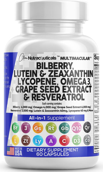 Eye Health Vitamins with Bilberry 6000mg Lutein & Zeaxanthin 40mg Lyco Clean Nutraceuticals buy supplements canada
