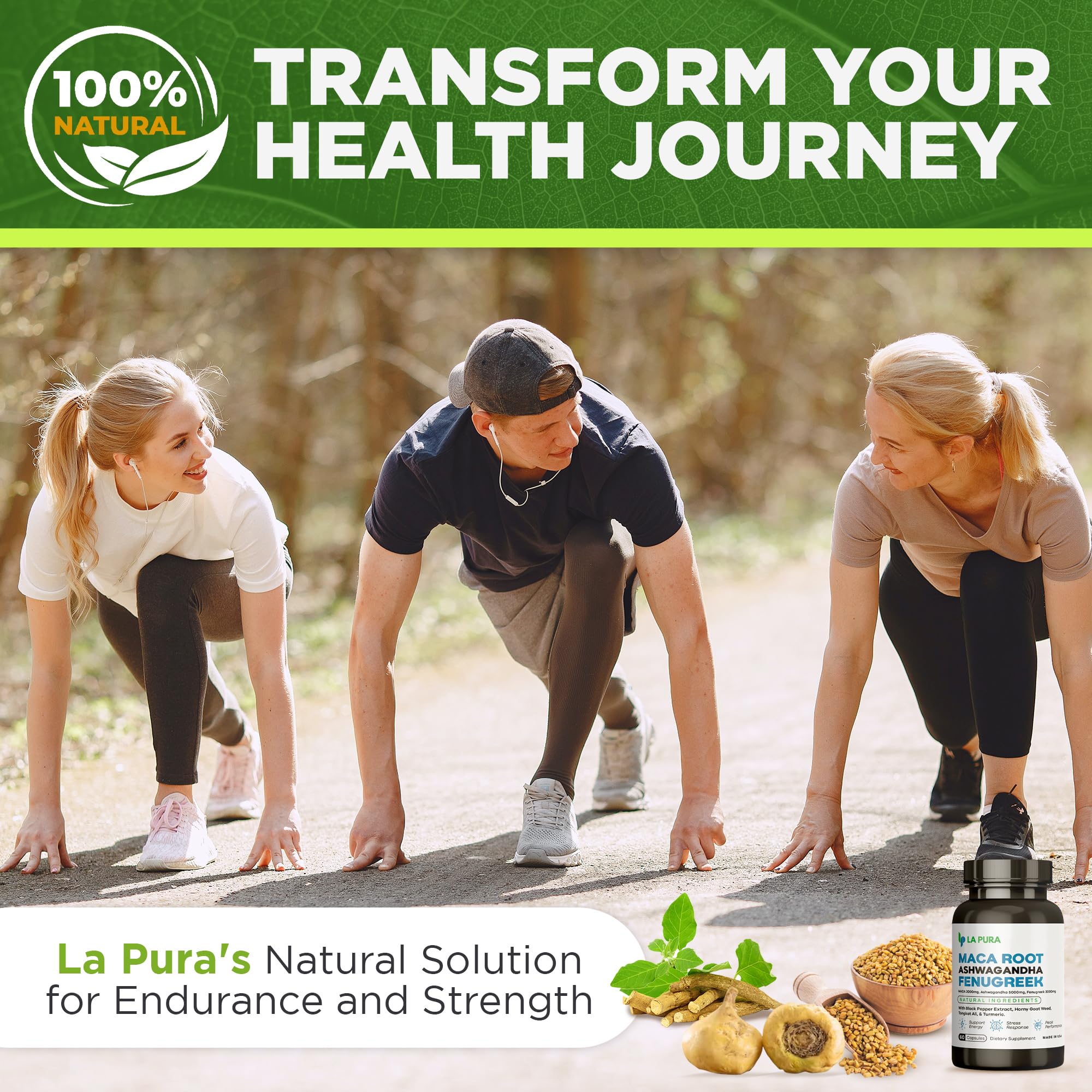 LaPura Ashwagandha 5000mg Maca Root 2000mg Fenugreek 3000mg Supplement LaPura buy supplements canada
